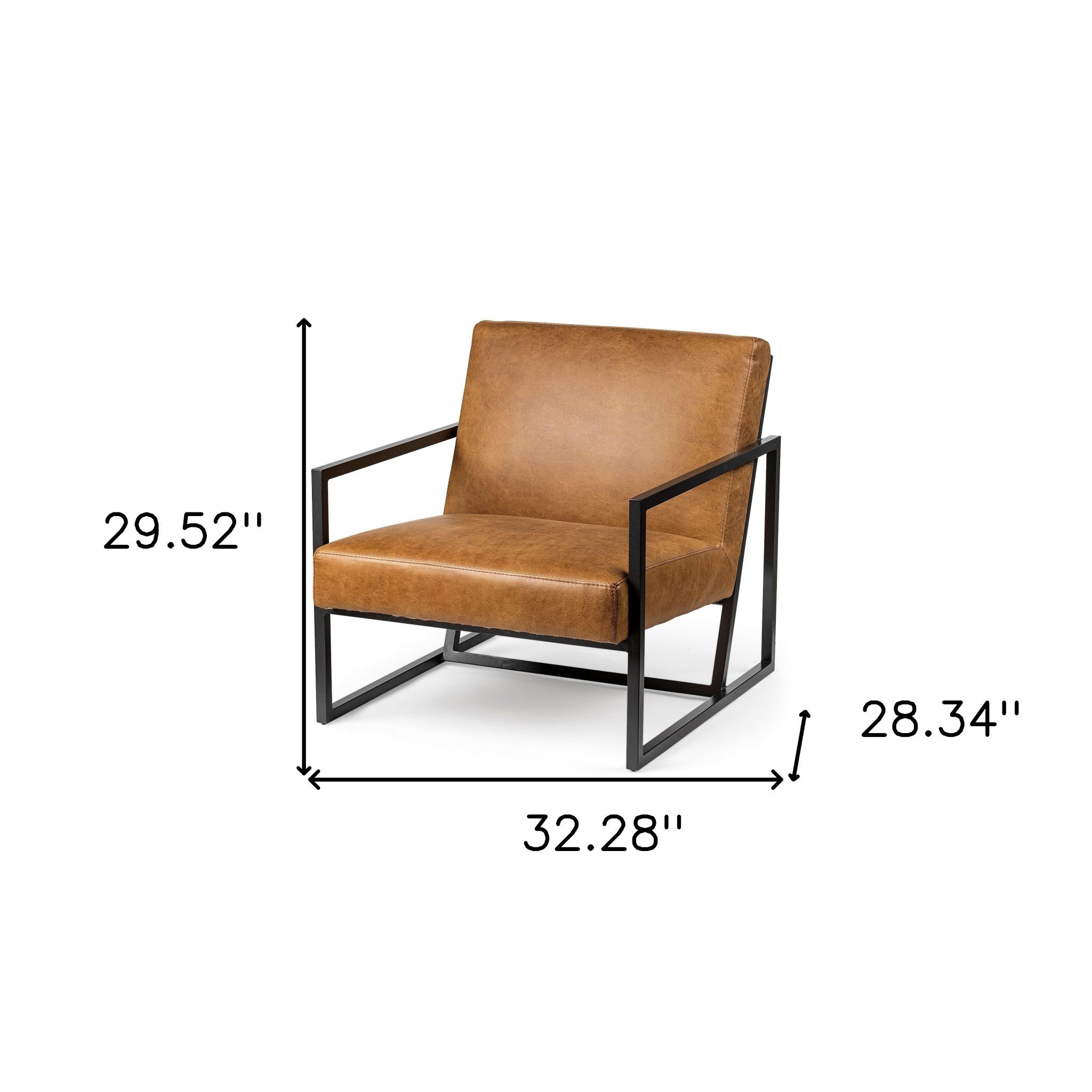 32" Brown and Black Faux Leather Distressed Arm Chair - GreatEagleInc