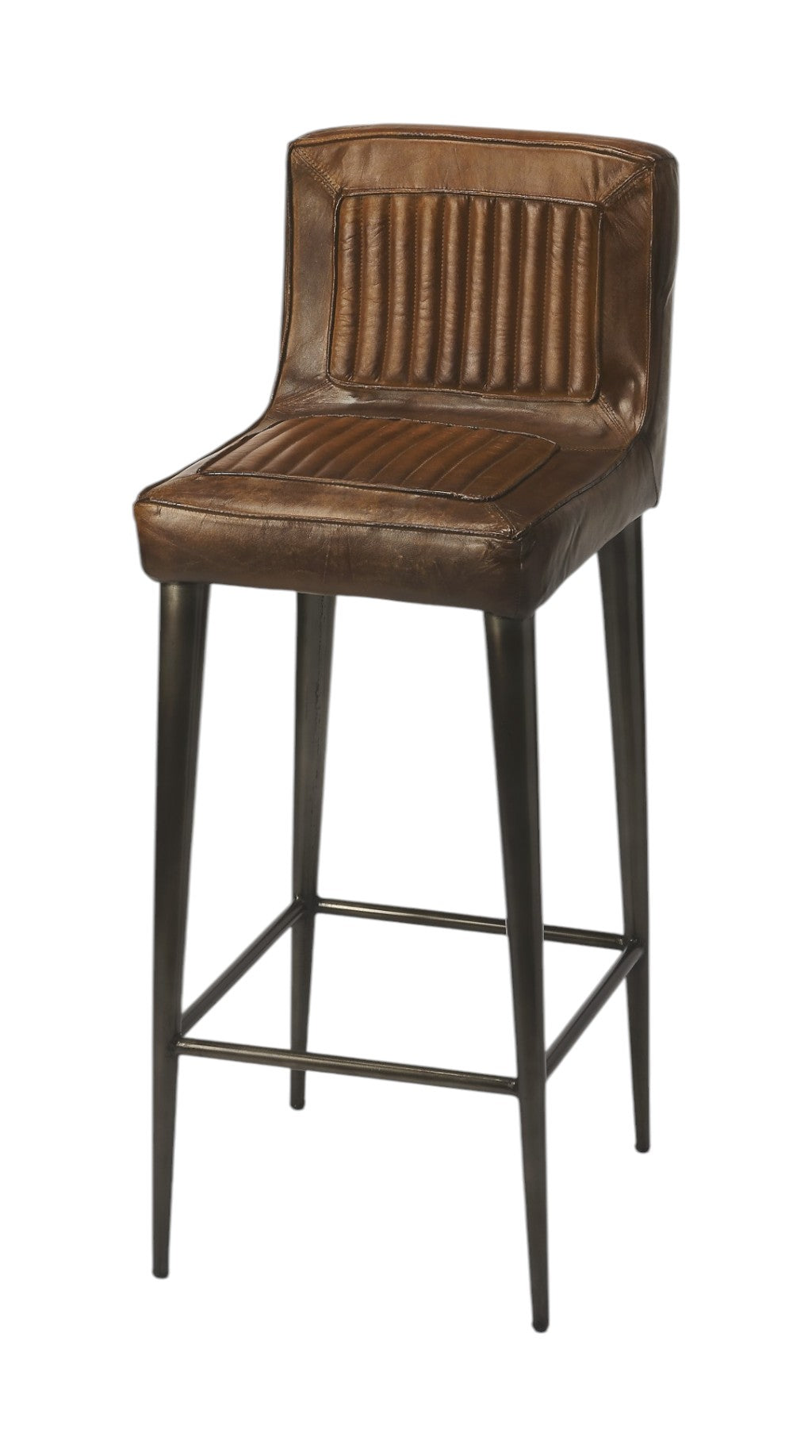 32" Brown and Black Manufactured Wood and Iron Bar Chair Homeroots Living Room
