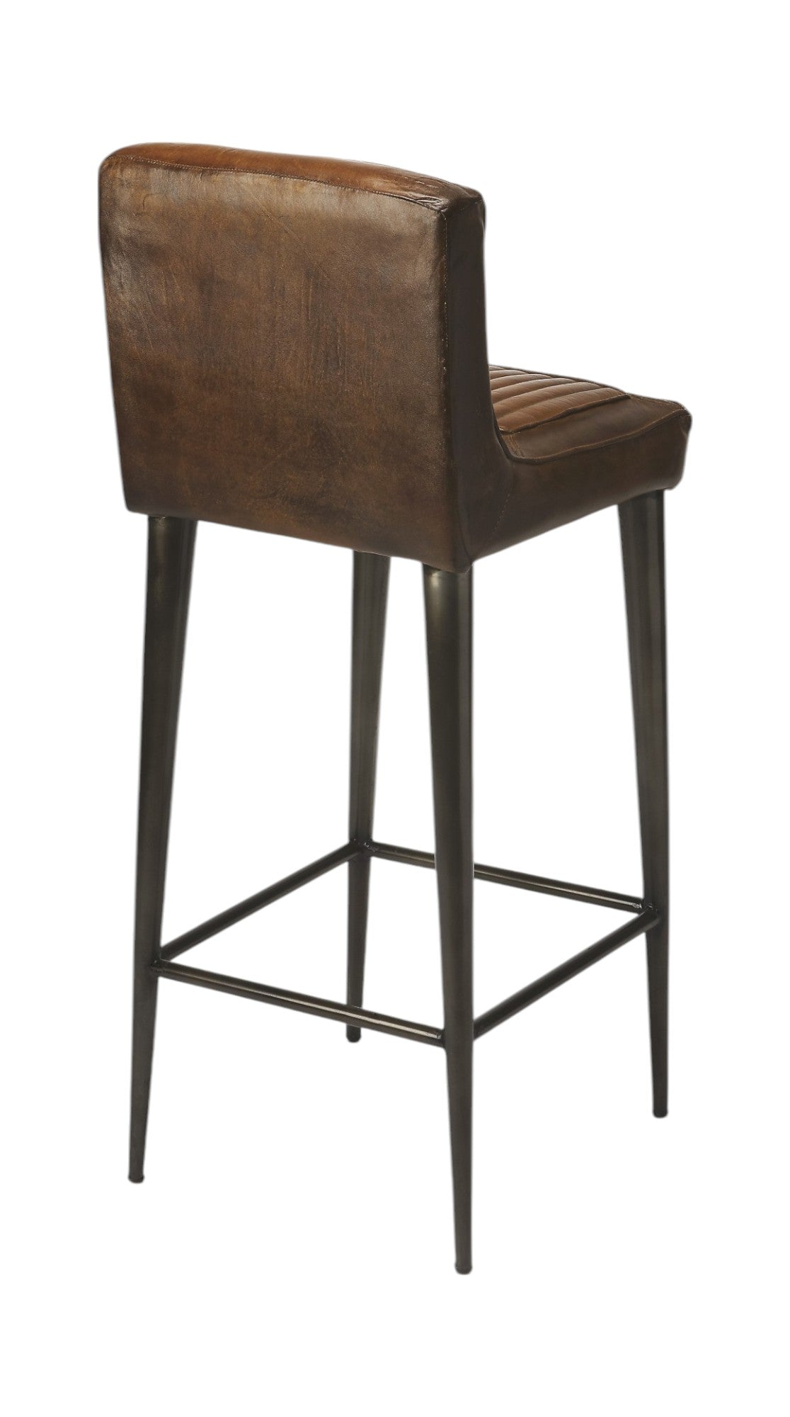 32" Brown and Black Manufactured Wood and Iron Bar Chair Homeroots Living Room
