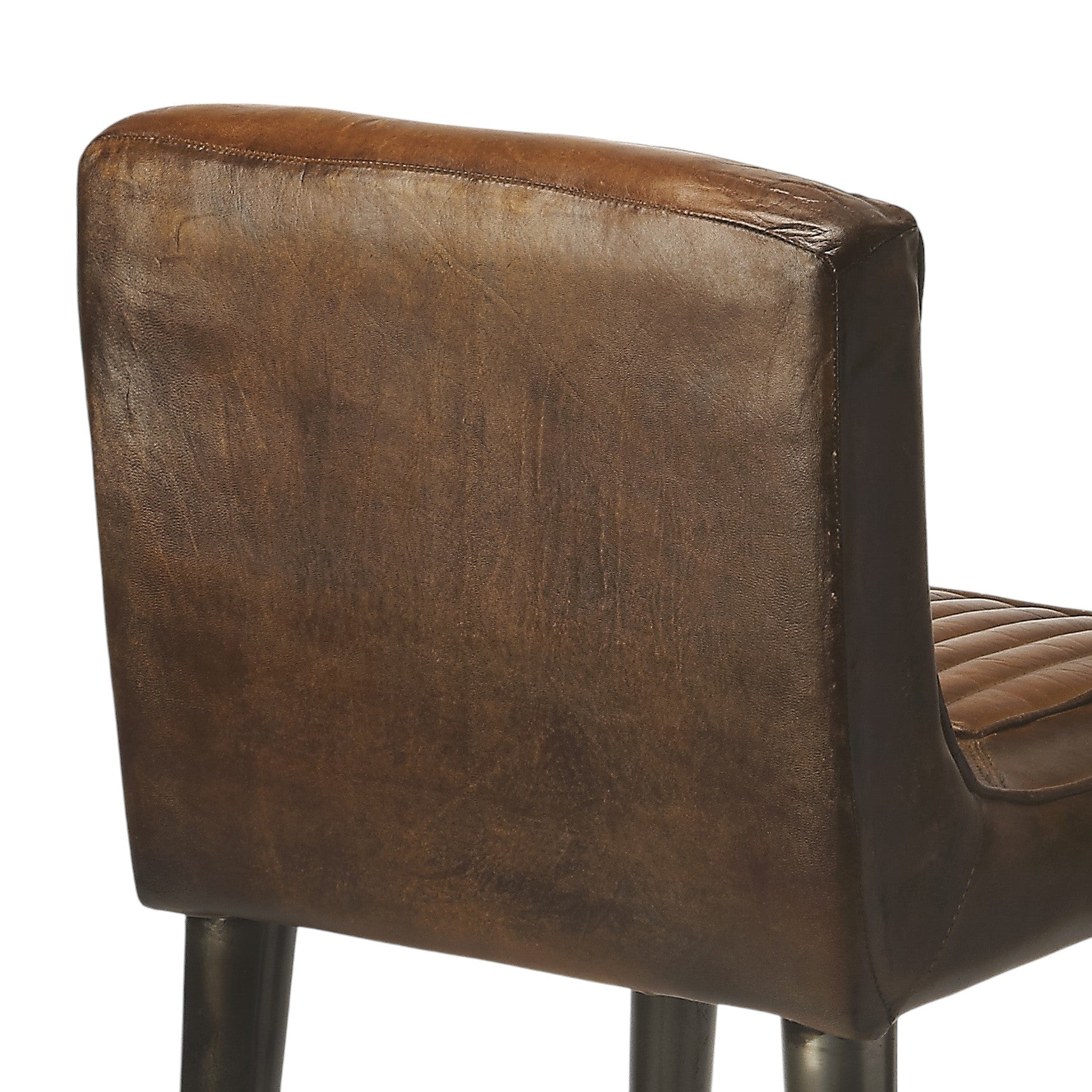 32" Brown and Black Manufactured Wood and Iron Bar Chair Homeroots Living Room