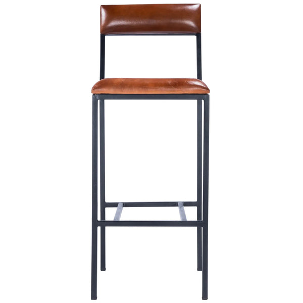 32" Brown and Black Manufactured Wood and Iron Bar Chair Homeroots Living Room
