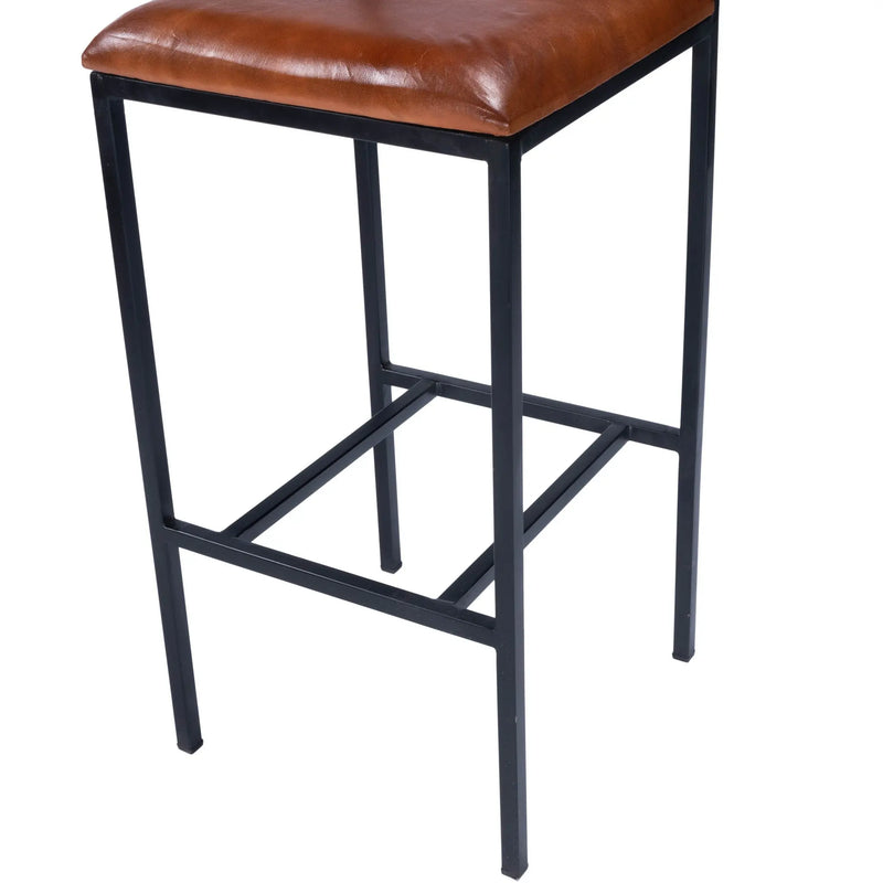 32" Brown and Black Manufactured Wood and Iron Bar Chair Homeroots Living Room