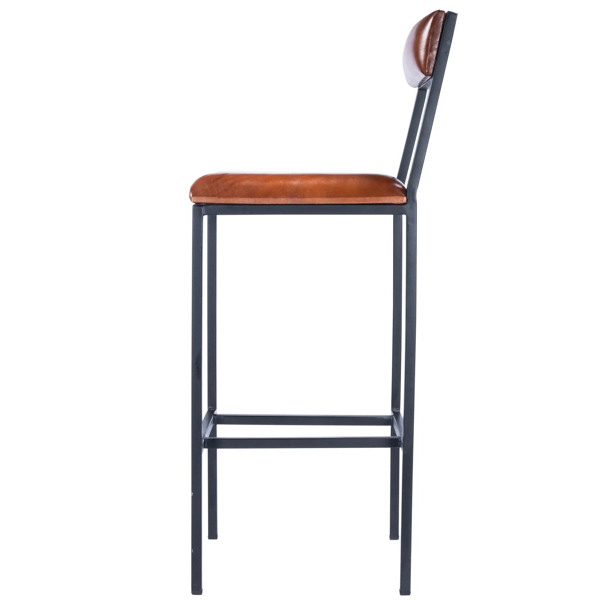 32" Brown and Black Manufactured Wood and Iron Bar Chair Homeroots Living Room