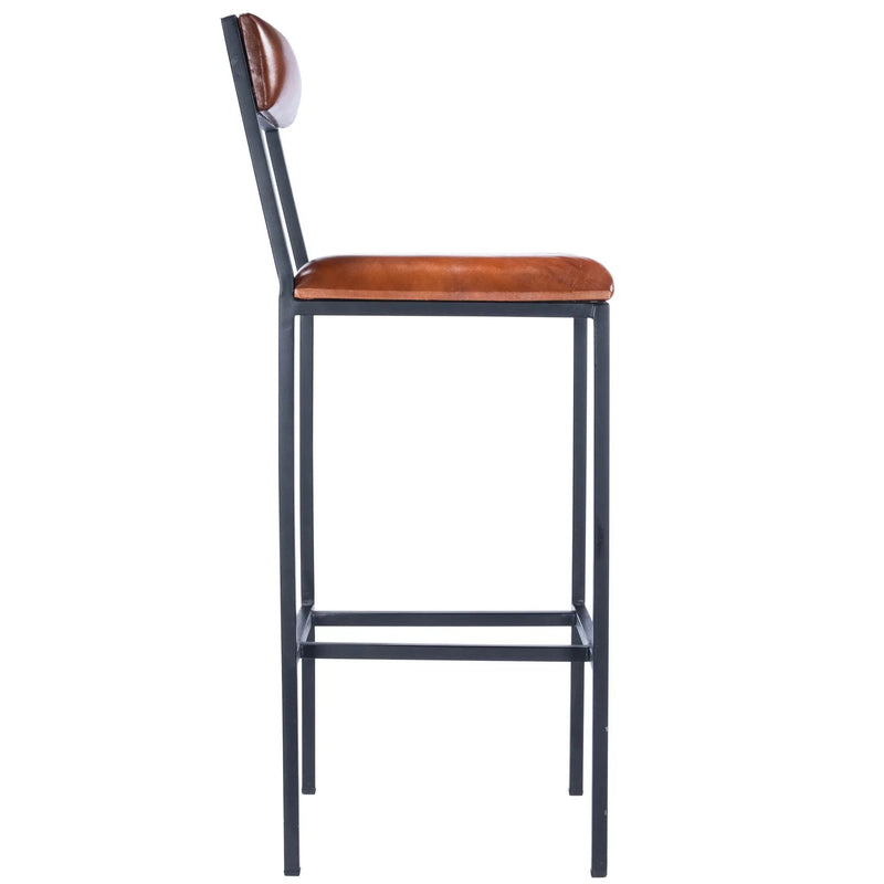 32" Brown and Black Manufactured Wood and Iron Bar Chair Homeroots Living Room