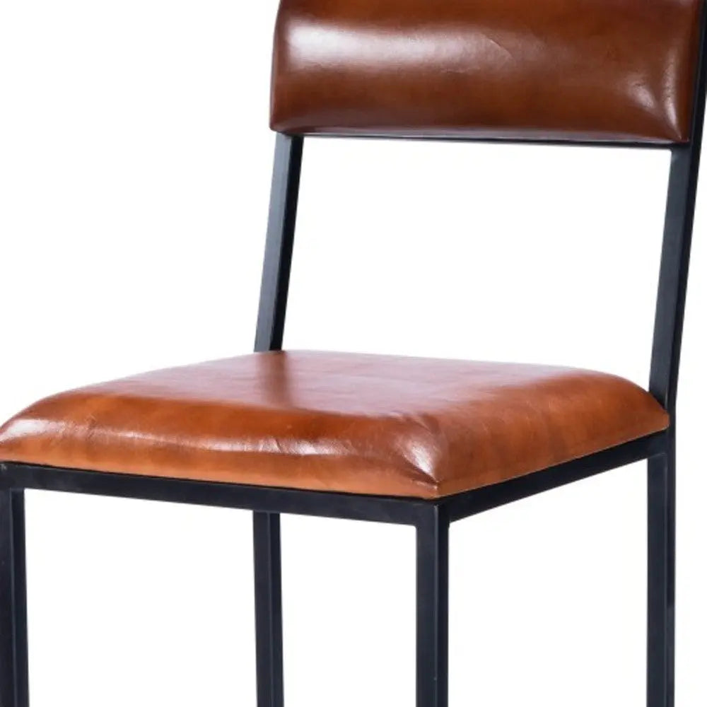 32" Brown and Black Manufactured Wood and Iron Bar Chair Homeroots Living Room