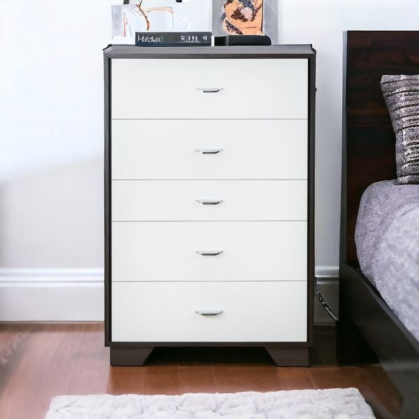 32" Brown and White Five Drawer Standard Chest - GreatEagleInc