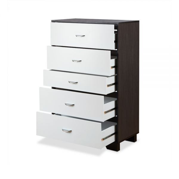 32" Brown and White Five Drawer Standard Chest - GreatEagleInc