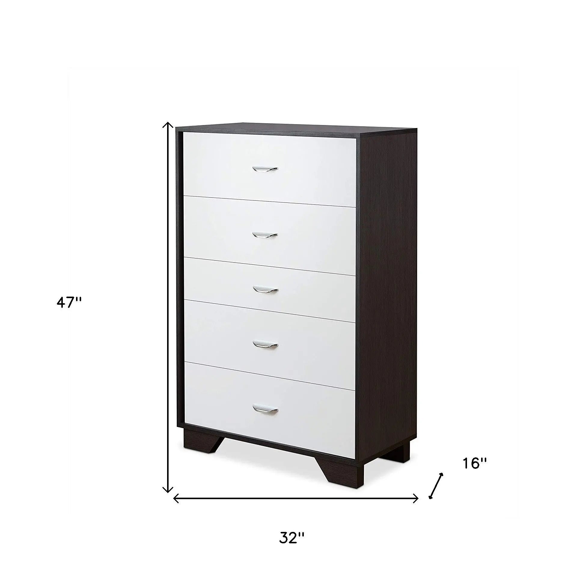 32" Brown and White Five Drawer Standard Chest - GreatEagleInc