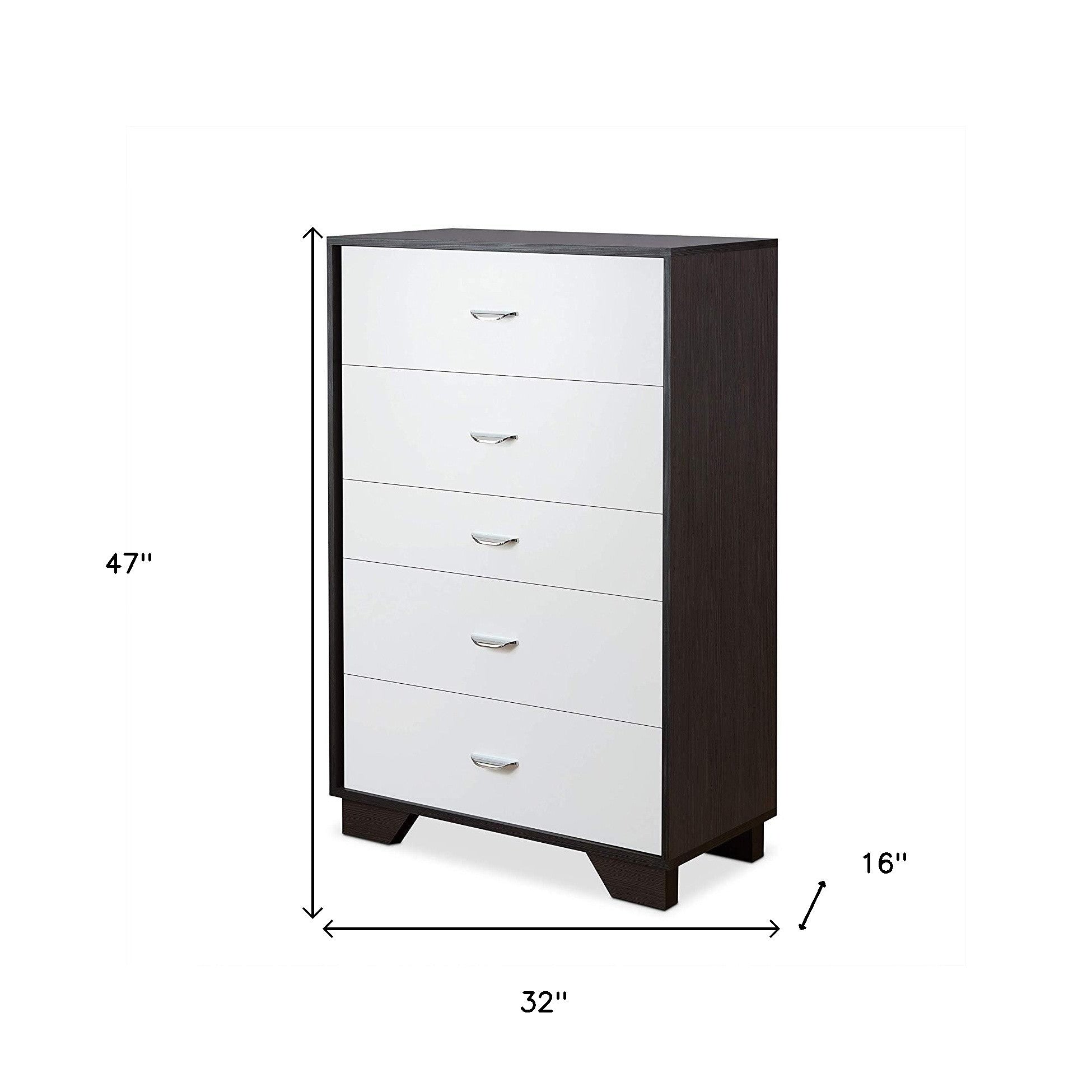 32" Brown and White Five Drawer Standard Chest - GreatEagleInc