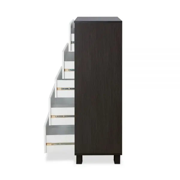 32" Brown and White Five Drawer Standard Chest - GreatEagleInc