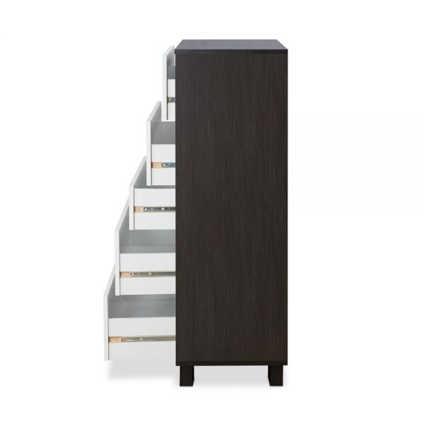 32" Brown and White Five Drawer Standard Chest - GreatEagleInc