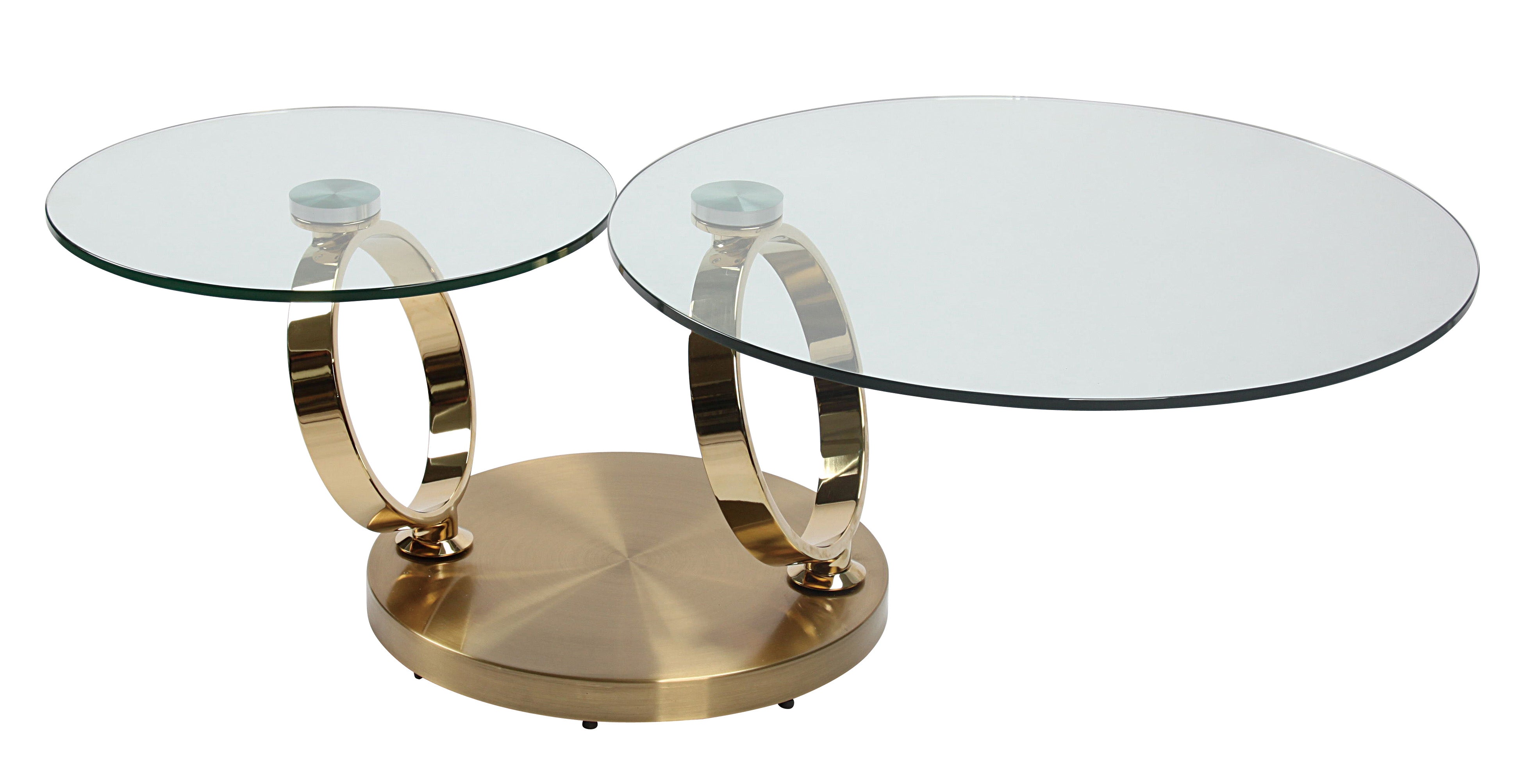 32" Clear And Gold Glass And Metal Round Abstract Coffee Table Homeroots Living Room