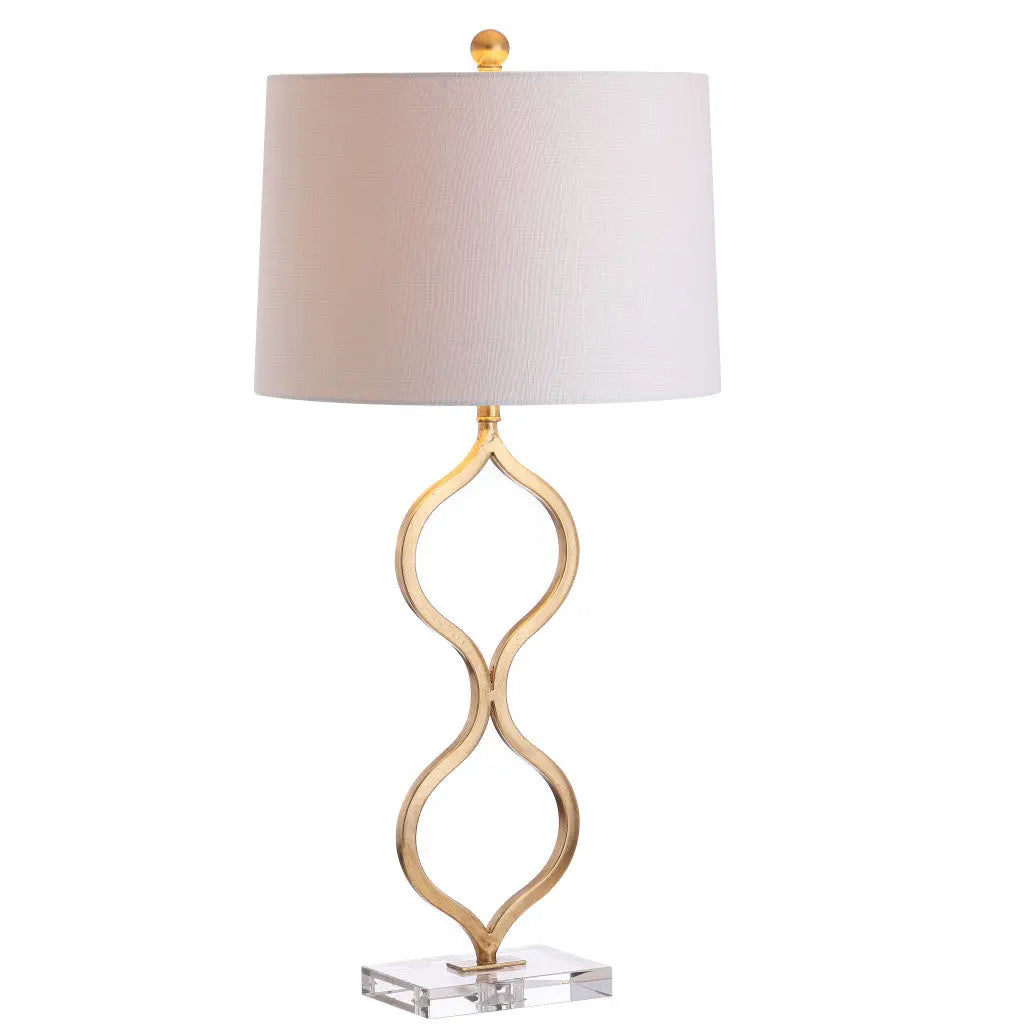 32" Clear Novelty Table Lamp With Drum Shade Homeroots Lighting