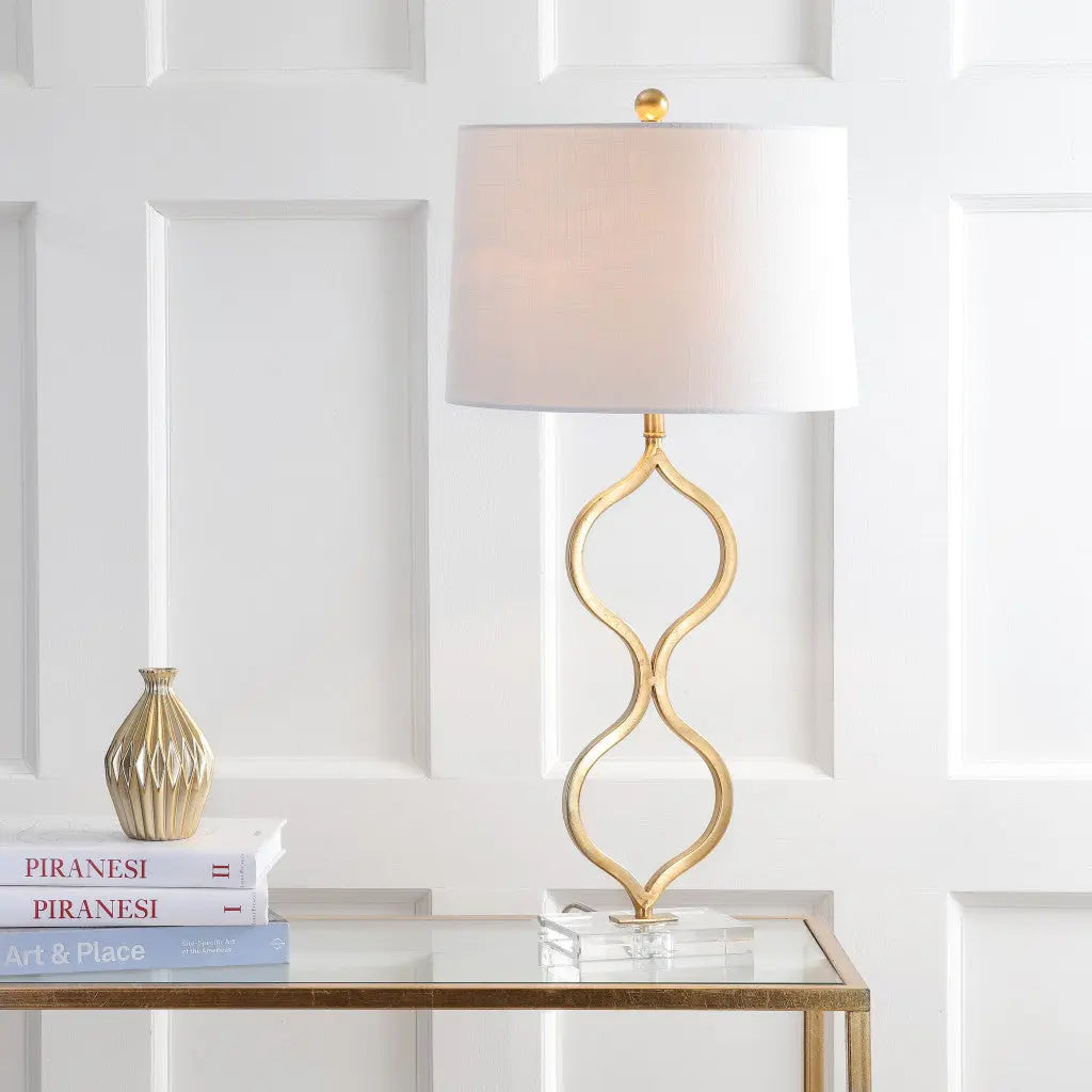 32" Clear Novelty Table Lamp With Drum Shade Homeroots Lighting