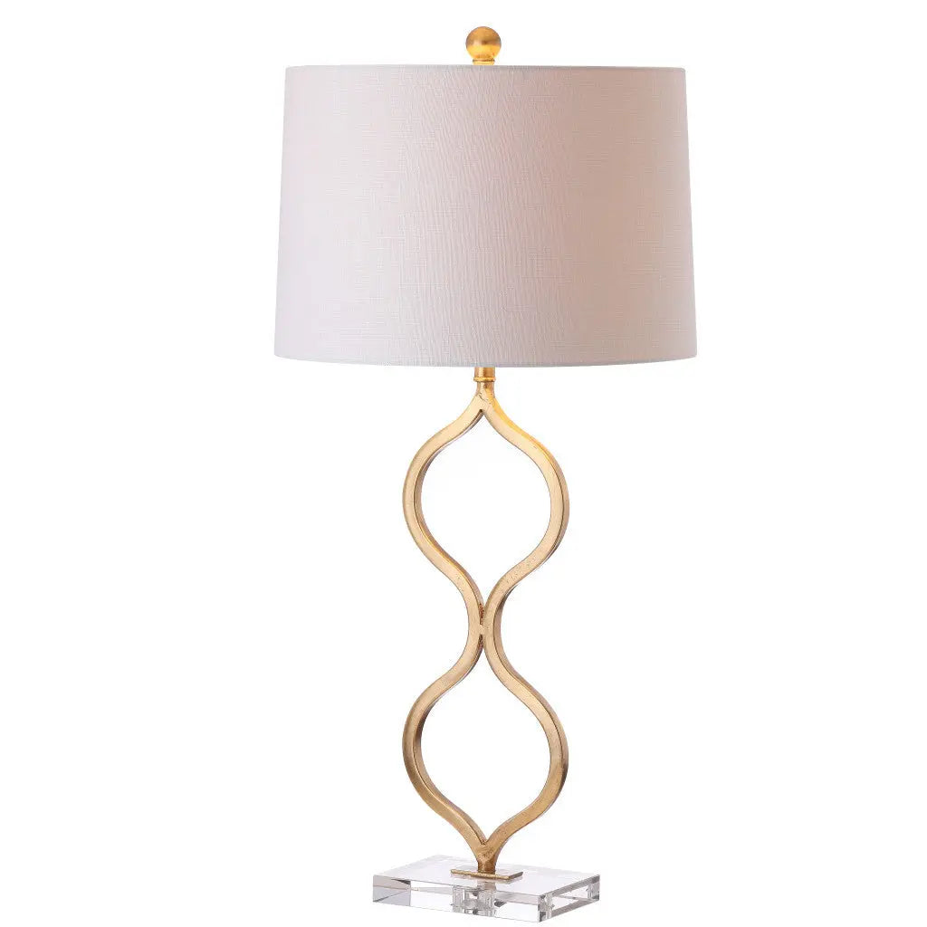 32" Clear Novelty Table Lamp With Drum Shade Homeroots Lighting
