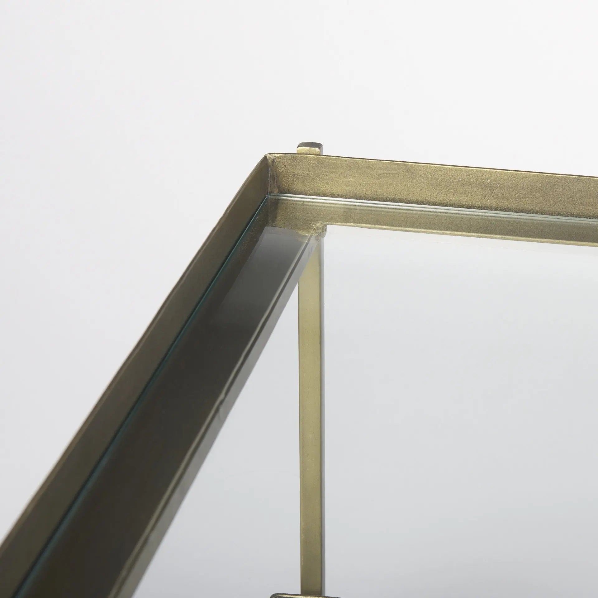 32" Clear and Gold Mirrored Glass and Iron Frame Coffee Table With Two Shelves Homeroots Living Room