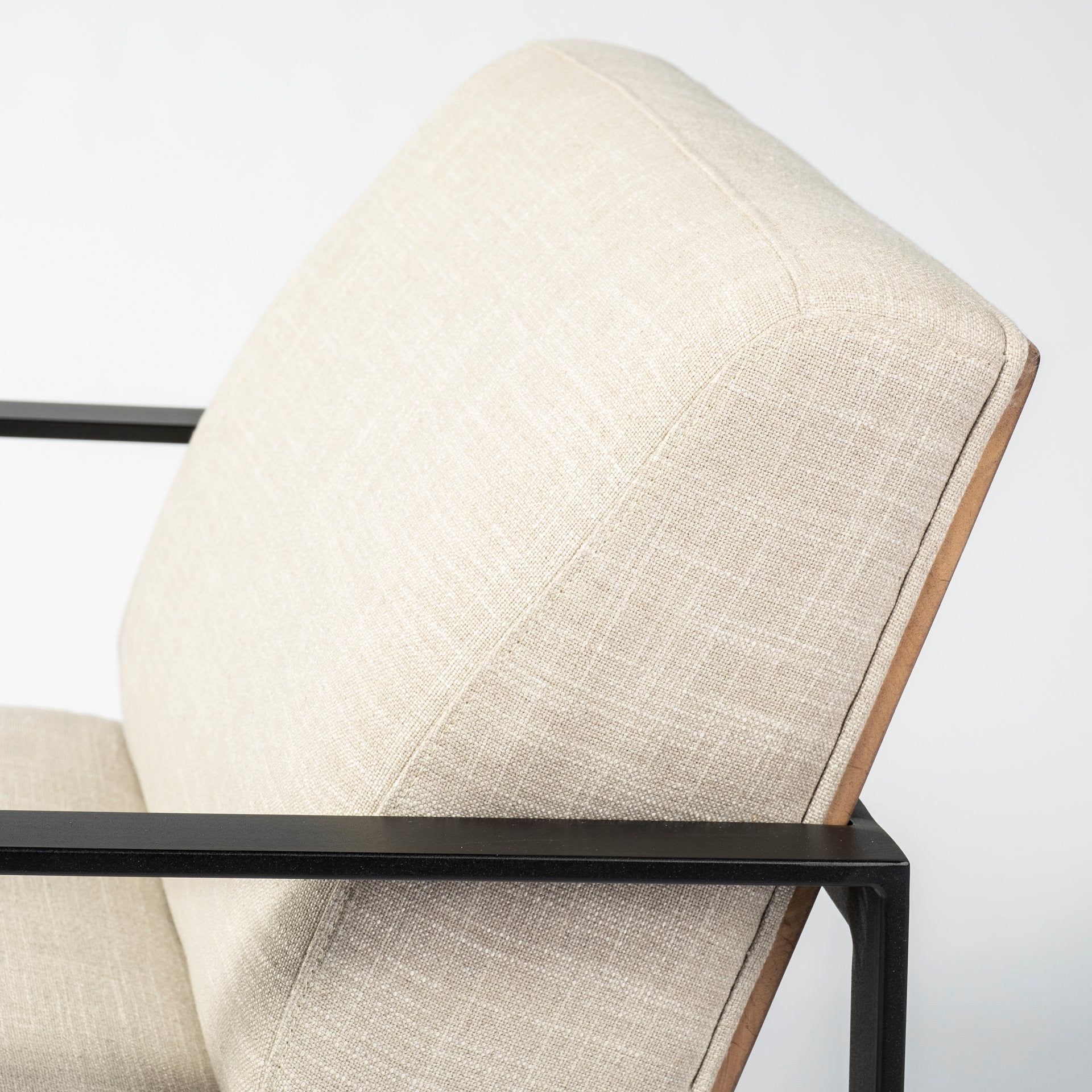 32" Cream and Black Fabric Arm Chair - GreatEagleInc