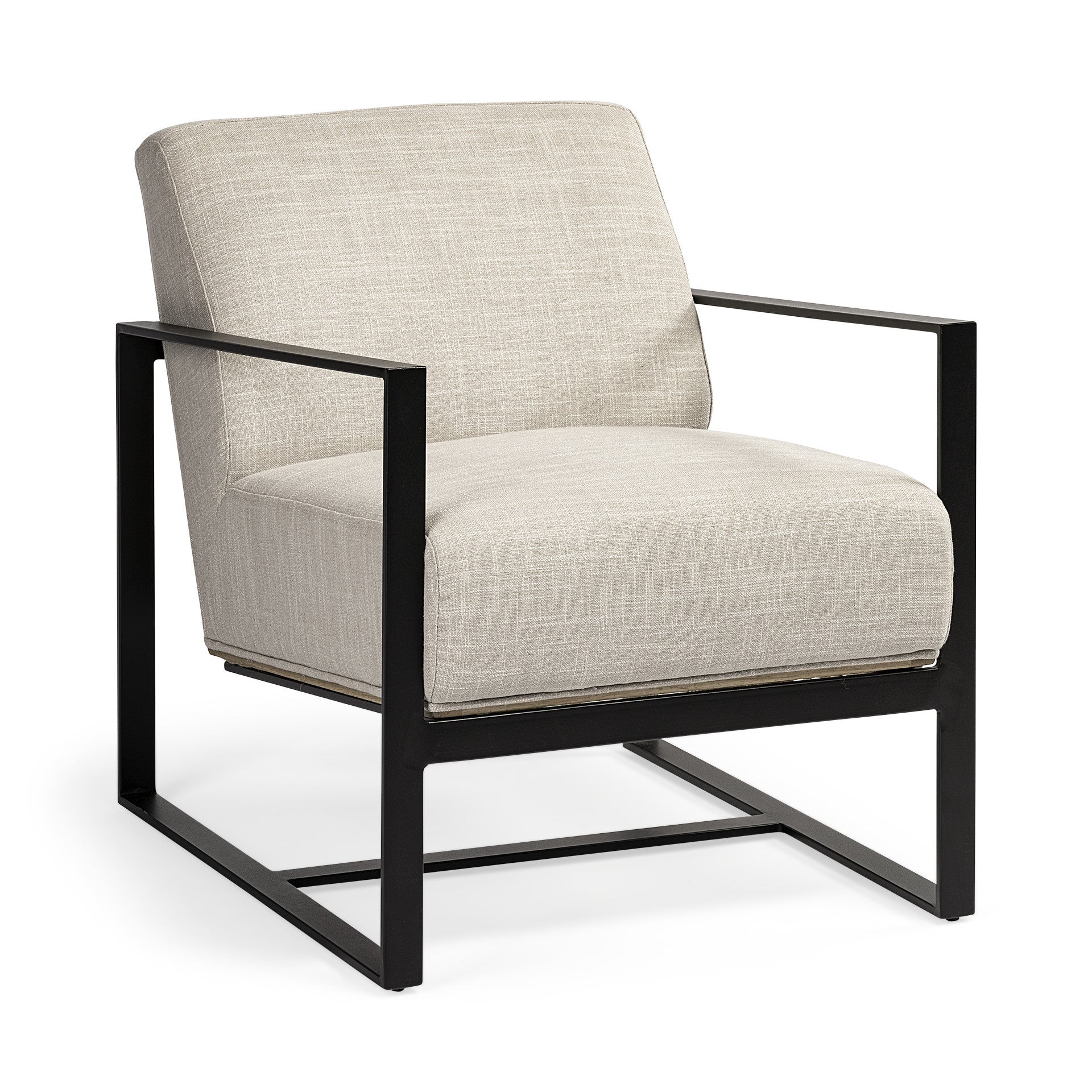 32" Cream and Black Fabric Arm Chair - GreatEagleInc