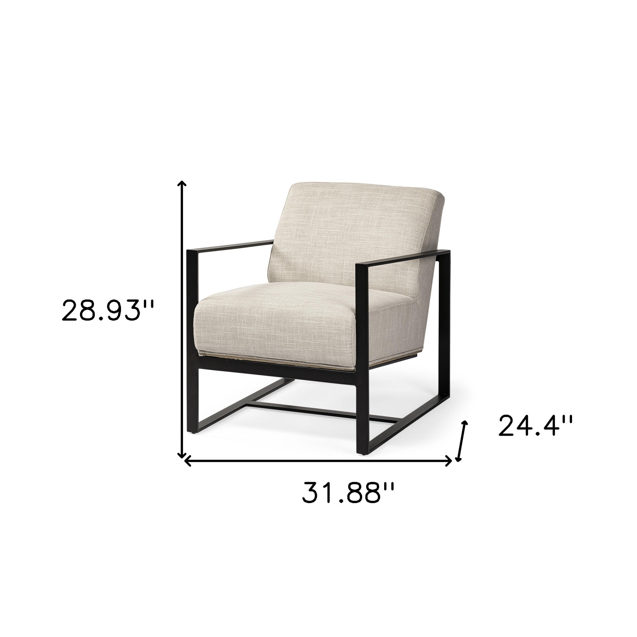 32" Cream and Black Fabric Arm Chair - GreatEagleInc