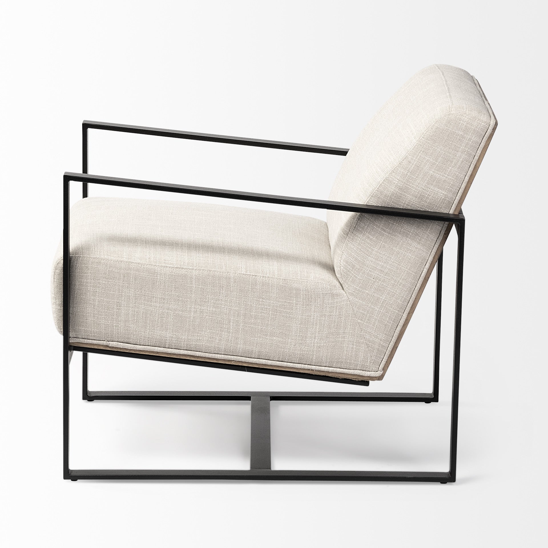 32" Cream and Black Fabric Arm Chair - GreatEagleInc