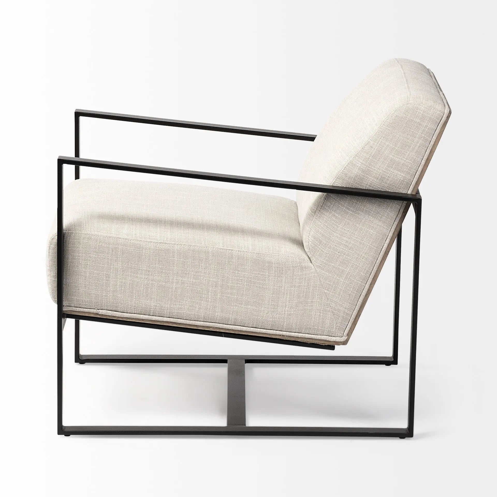 32" Cream and Black Fabric Arm Chair - GreatEagleInc