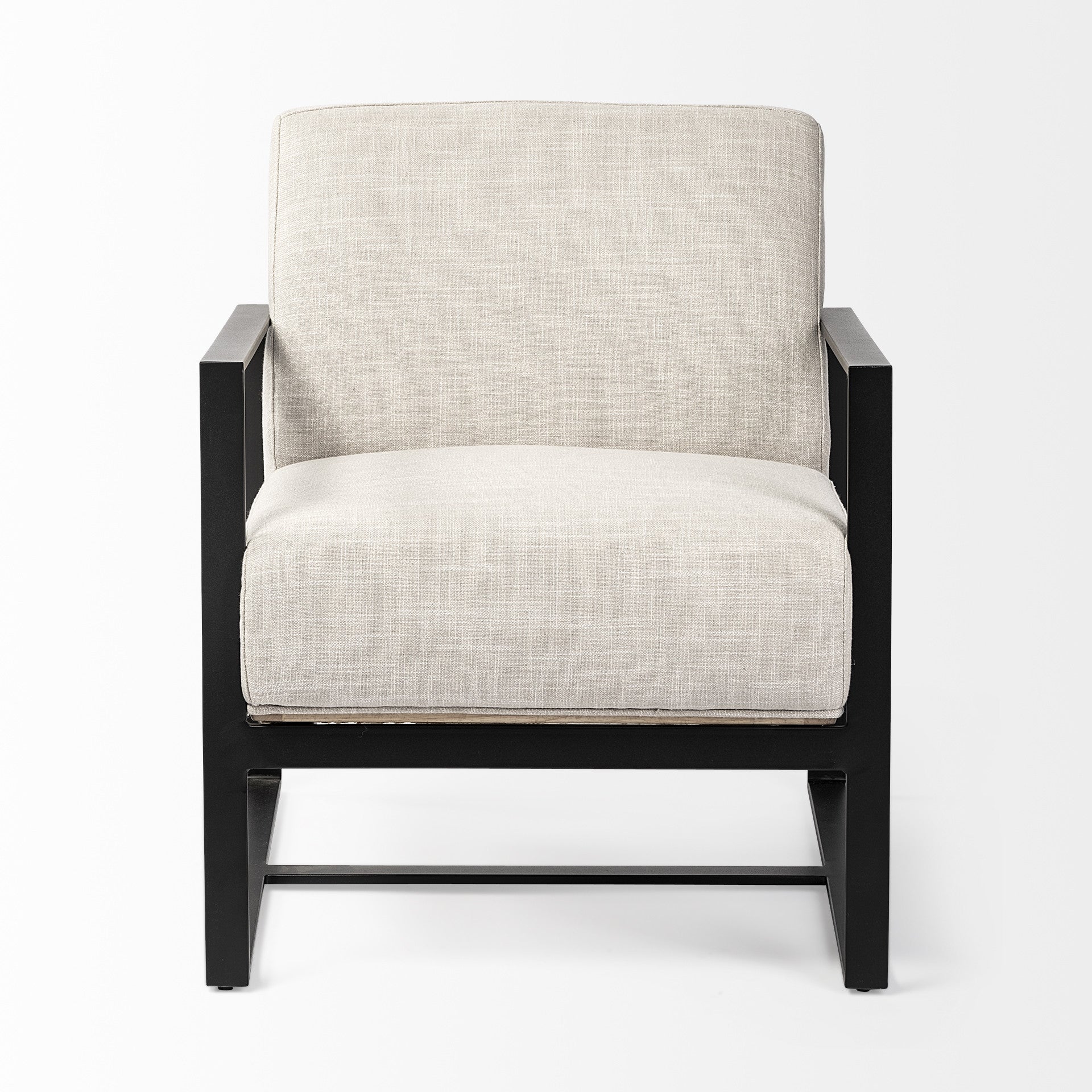 32" Cream and Black Fabric Arm Chair - GreatEagleInc
