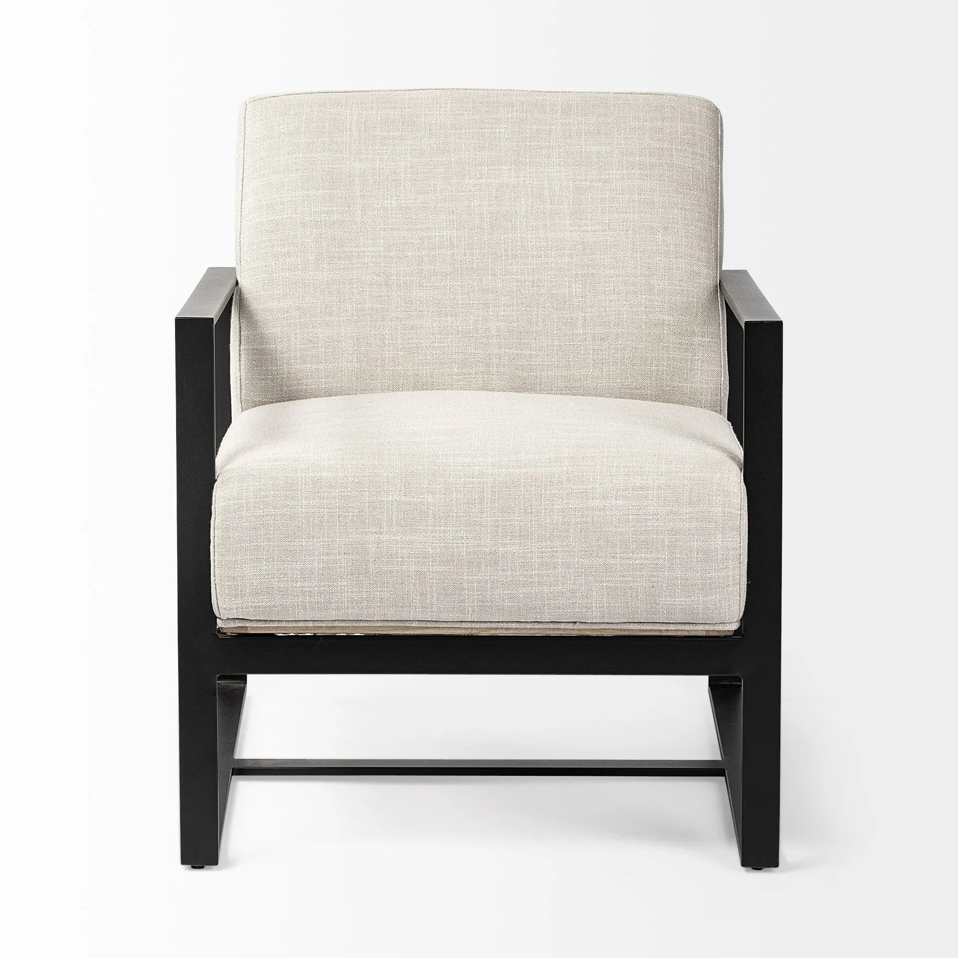 32" Cream and Black Fabric Arm Chair - GreatEagleInc