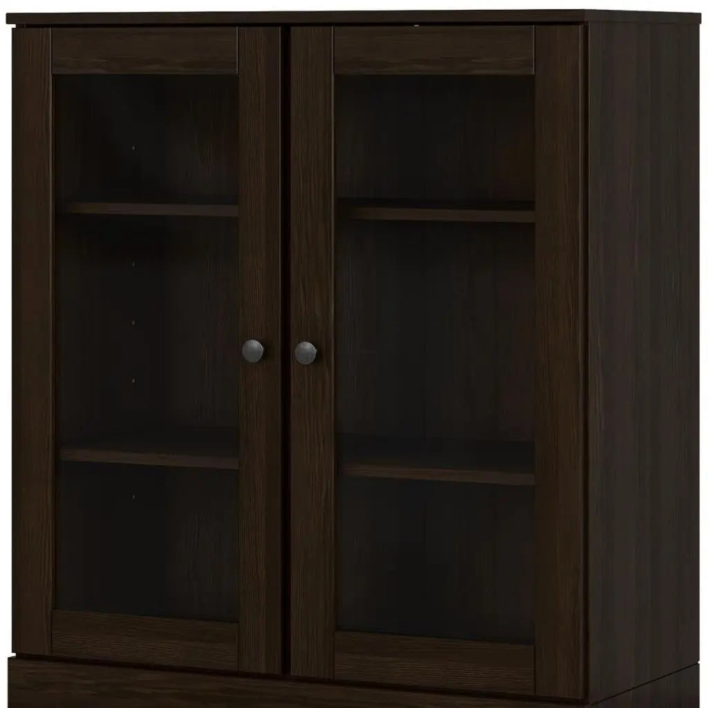 32" Espresso Solid Wood Accent Cabinet With Two Doors Homeroots Kitchen & Dining