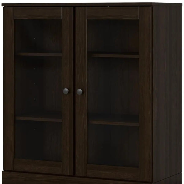 32" Espresso Solid Wood Accent Cabinet With Two Doors Homeroots Kitchen & Dining
