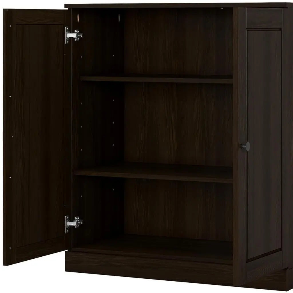 32" Espresso Solid Wood Accent Cabinet With Two Doors Homeroots Kitchen & Dining