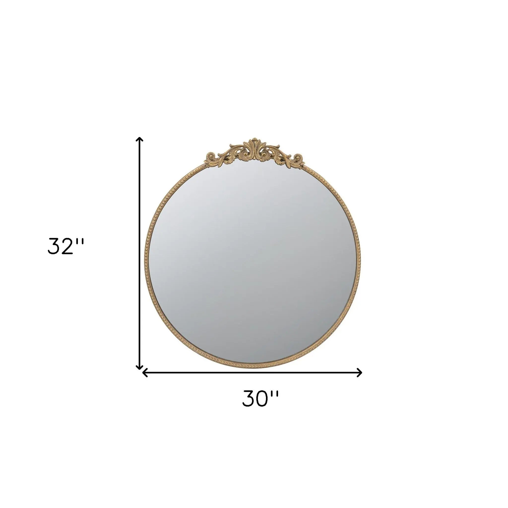 32" Gold Crowned Top Iron Framed Accent Mirror Homeroots Bed & Bath