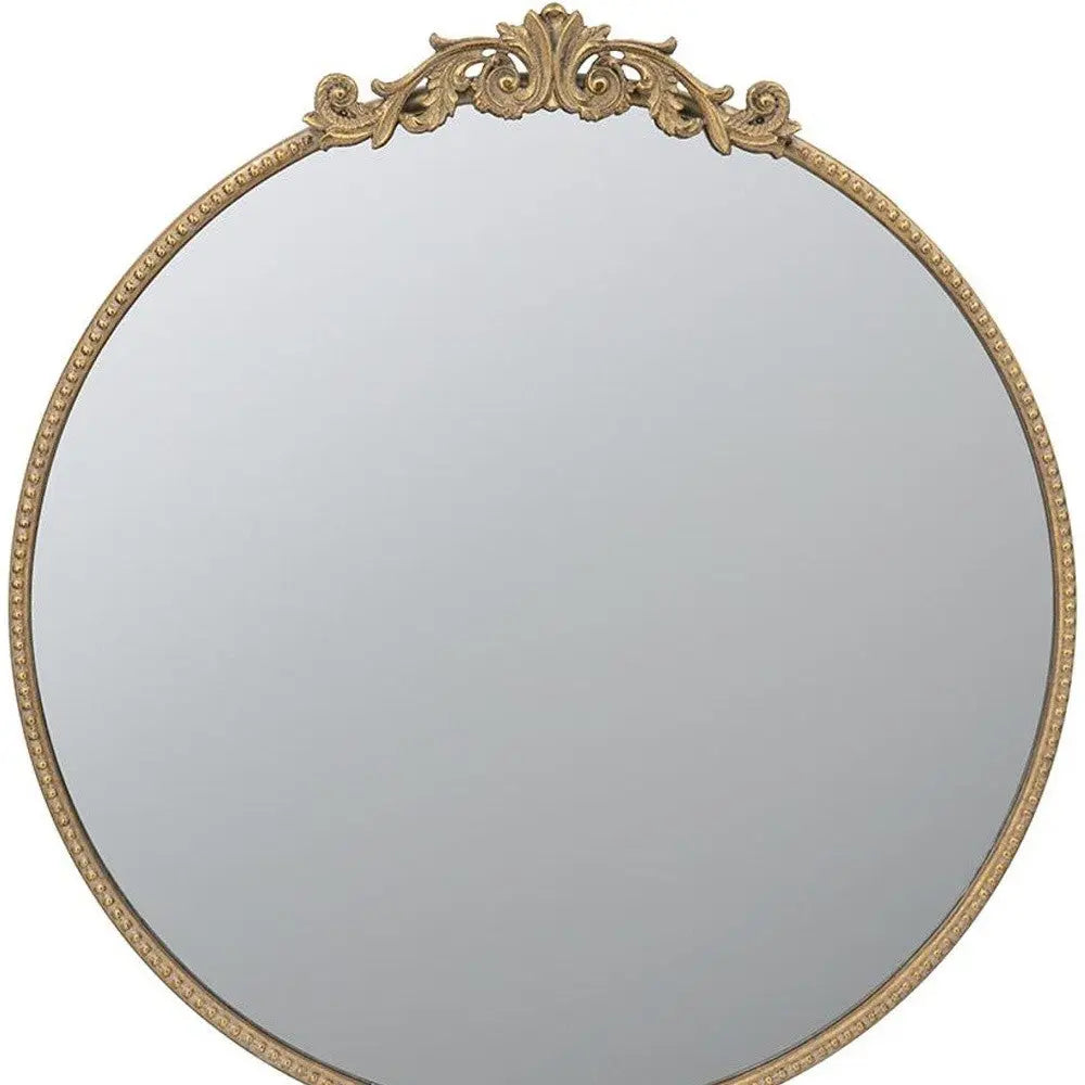 32" Gold Crowned Top Iron Framed Accent Mirror Homeroots Bed & Bath