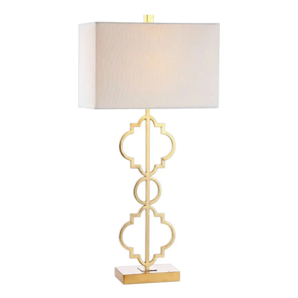 32" Gold Geometric Table Lamp With Shade Homeroots Lighting