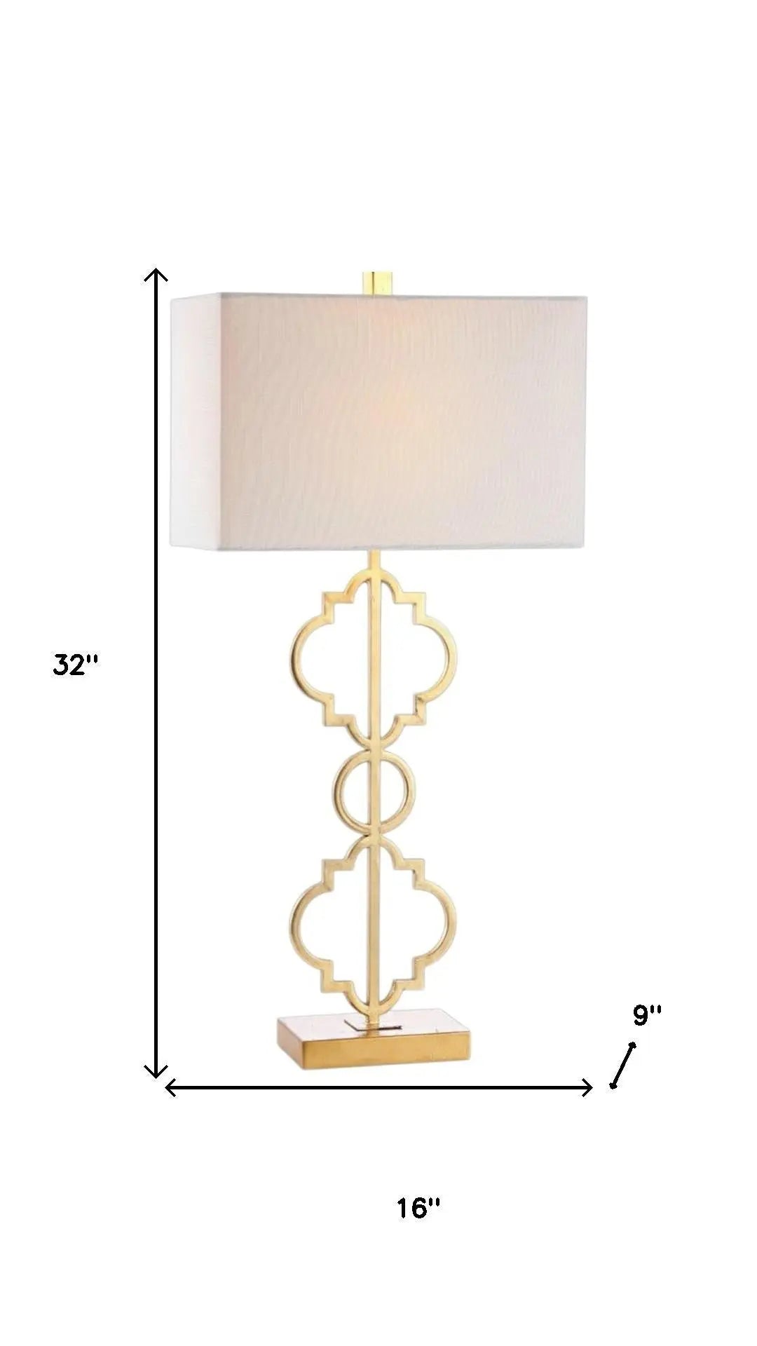 32" Gold Geometric Table Lamp With Shade Homeroots Lighting