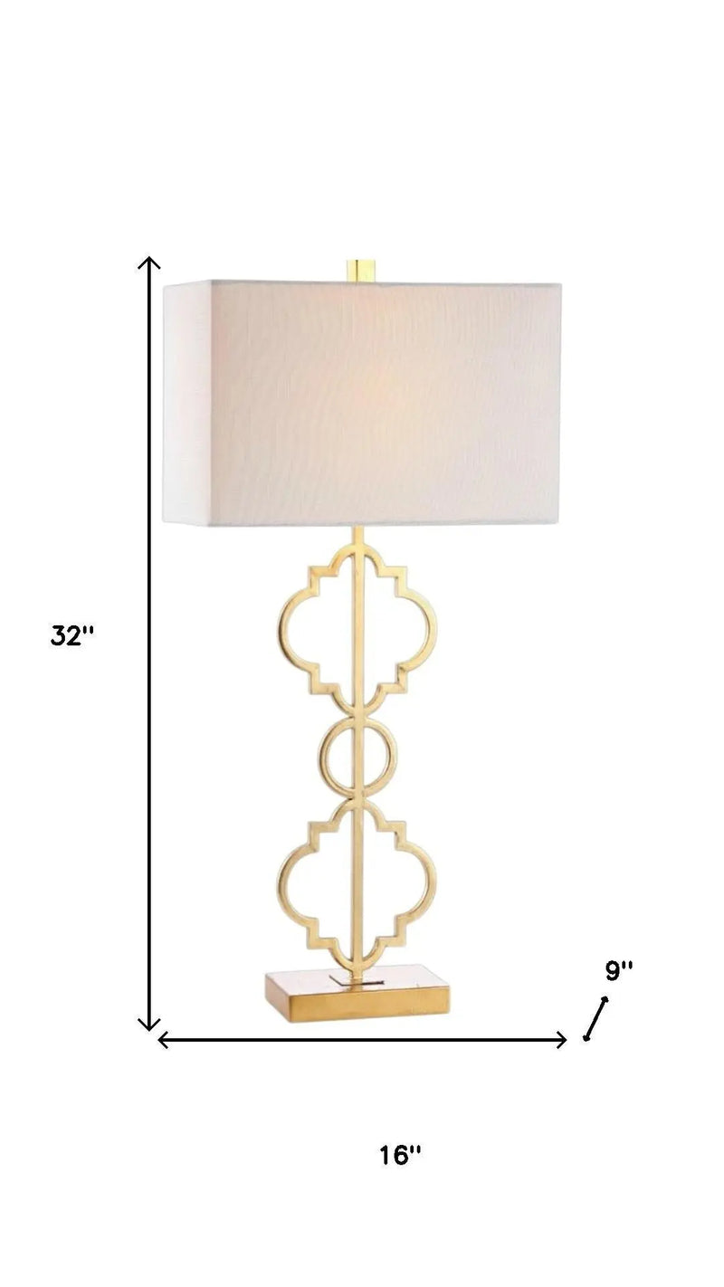 32" Gold Geometric Table Lamp With Shade Homeroots Lighting