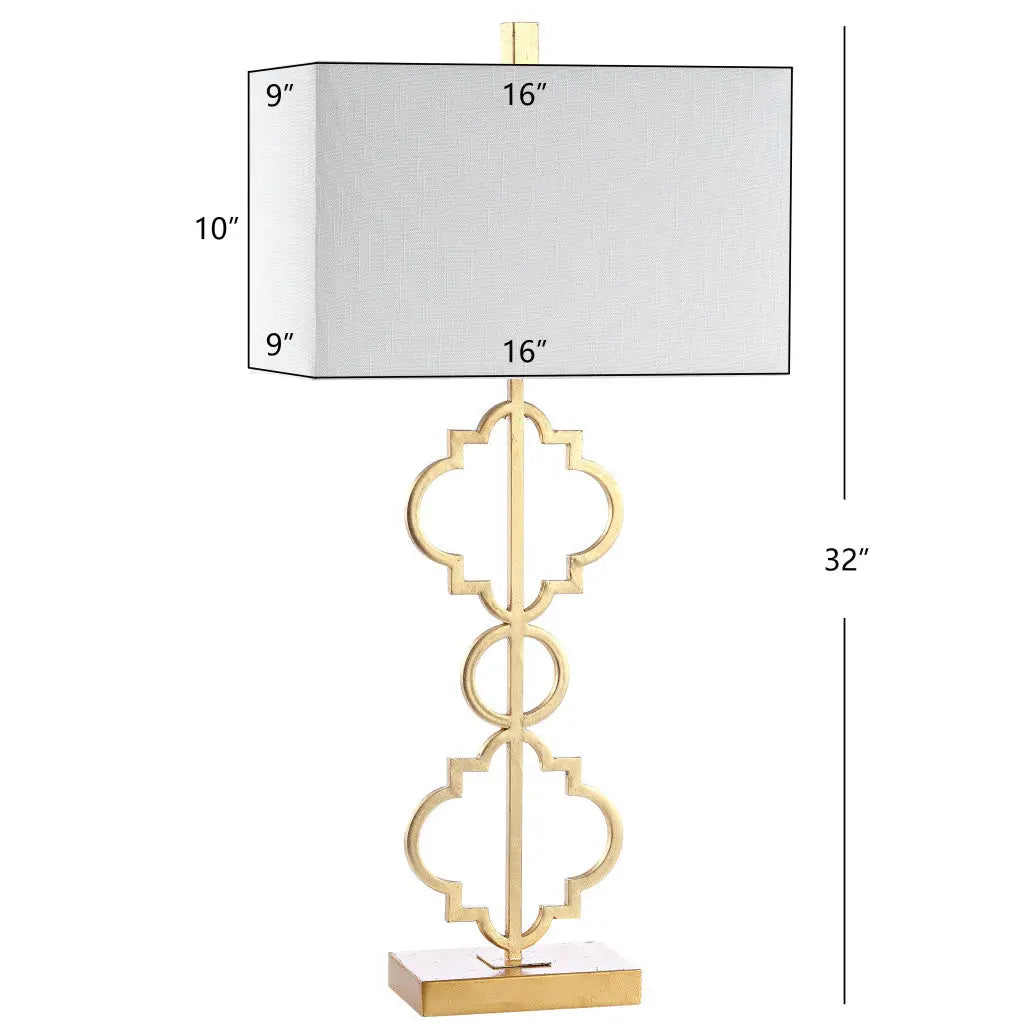 32" Gold Geometric Table Lamp With Shade Homeroots Lighting