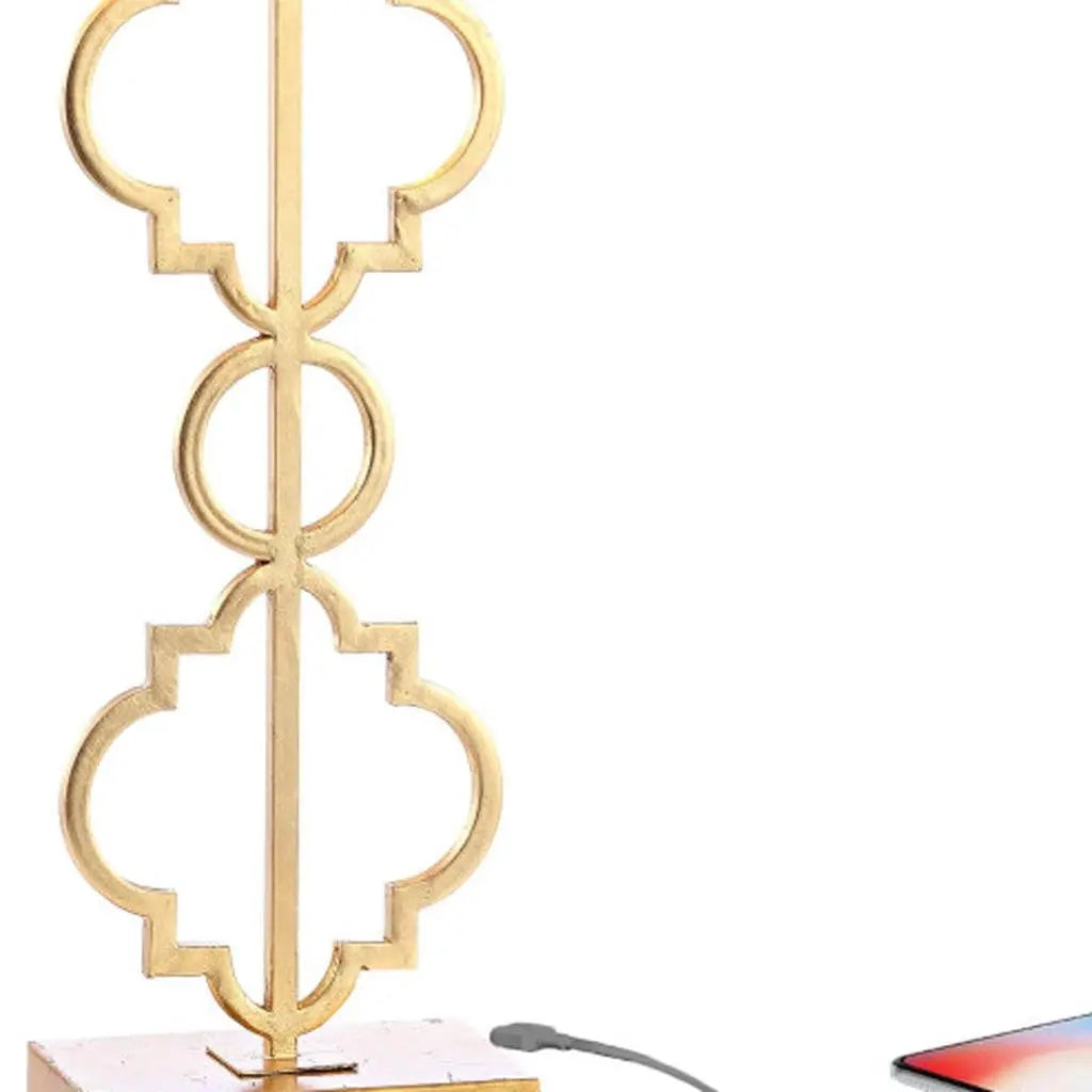 32" Gold Geometric Table Lamp With Shade Homeroots Lighting