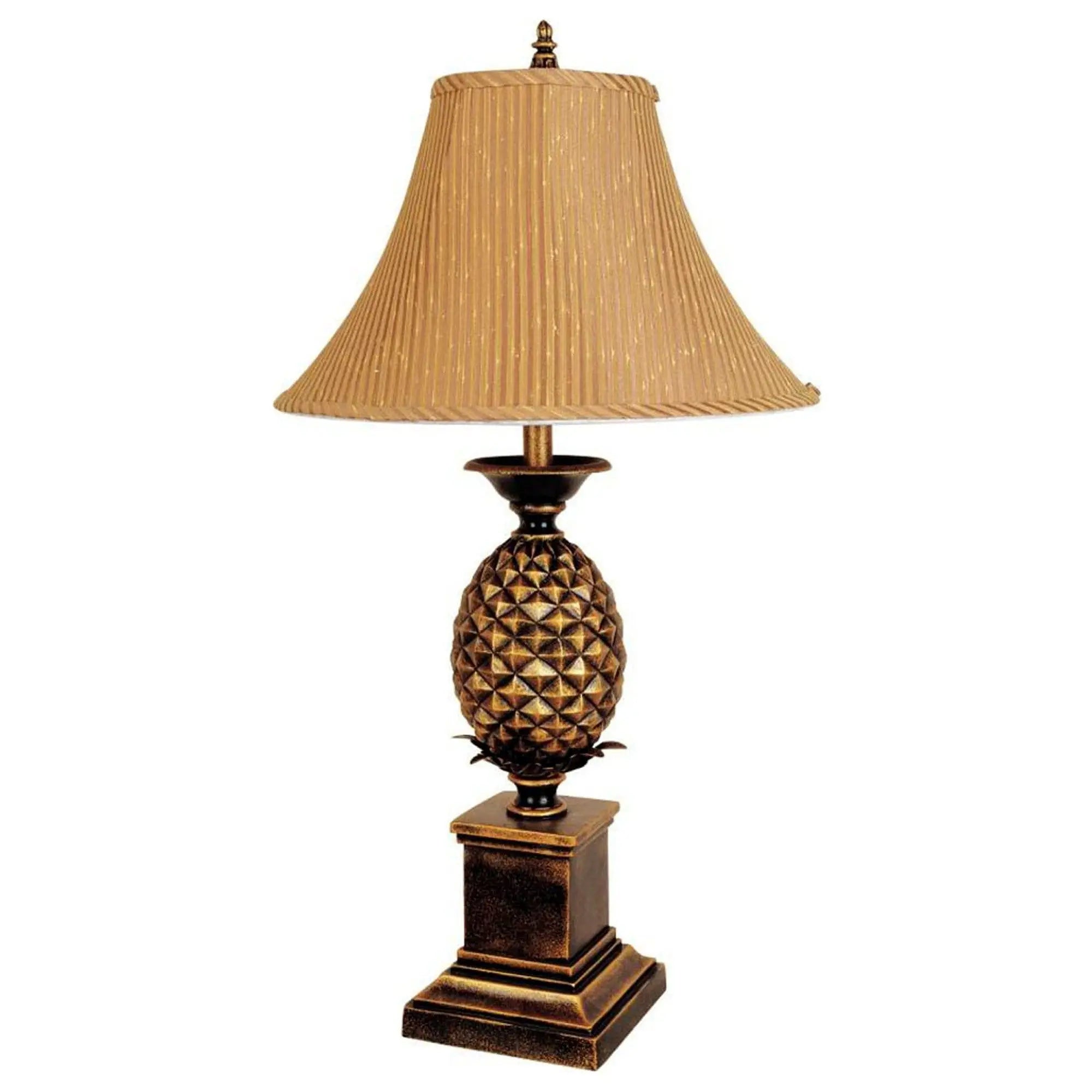 32" Gold Metal Pineapple Table Lamp With Gold Classic Empire Shade Homeroots Lighting