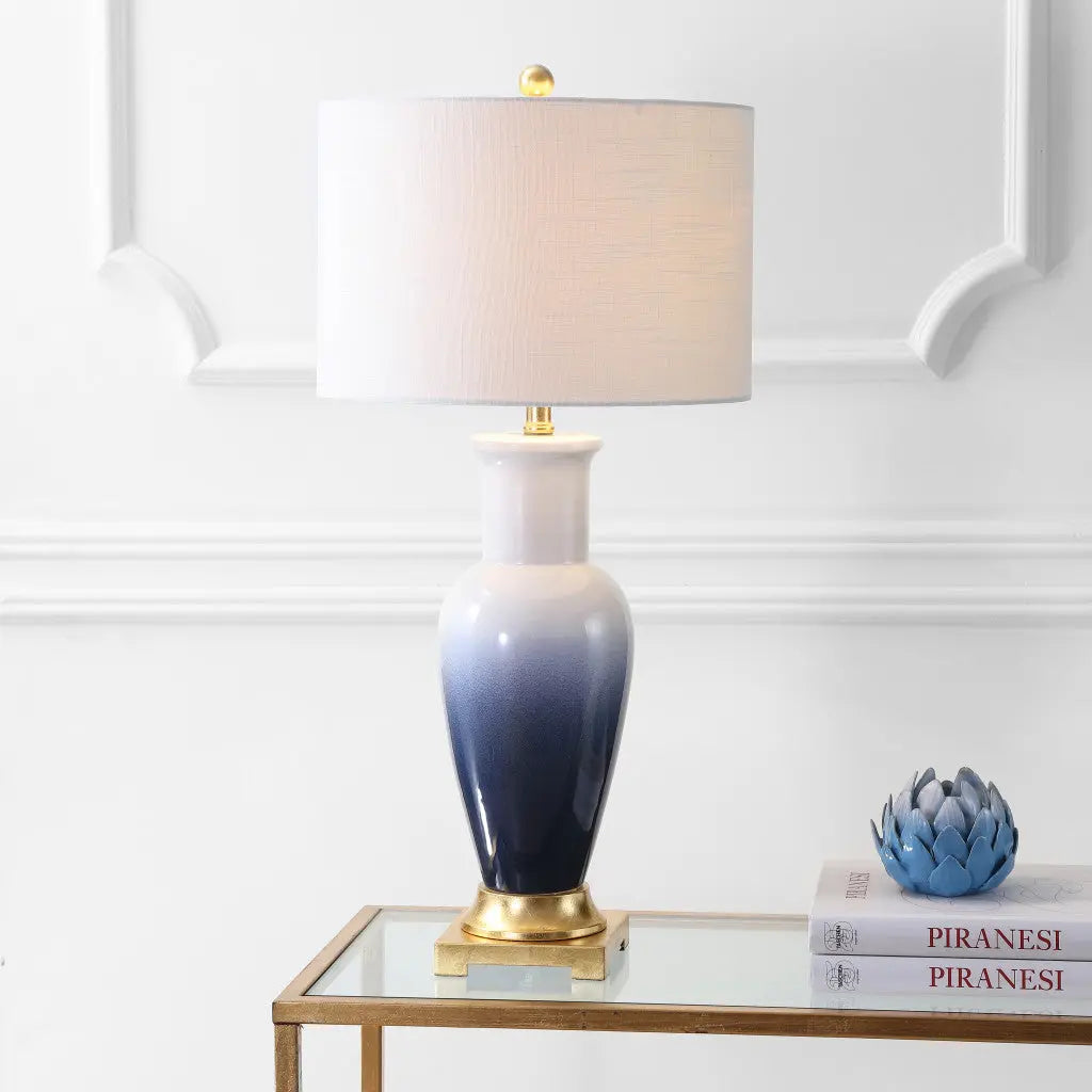 32" Gold Novelty Table Lamp With Drum Shade Homeroots Lighting