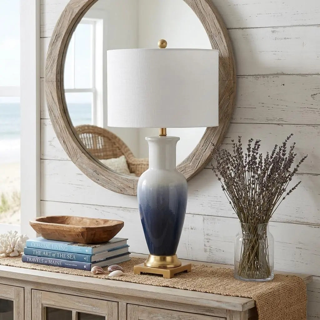 32" Gold Novelty Table Lamp With Drum Shade Homeroots Lighting