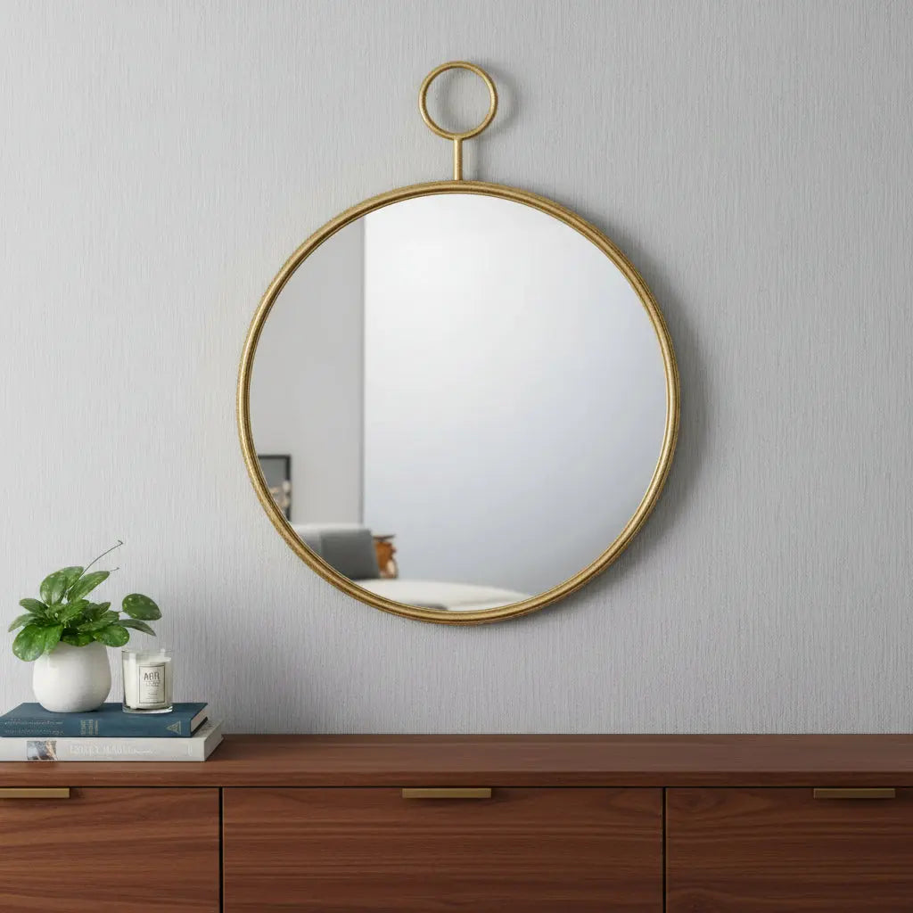 32" Gold Round Iron Framed Accent Mirror Homeroots Bed & Bath