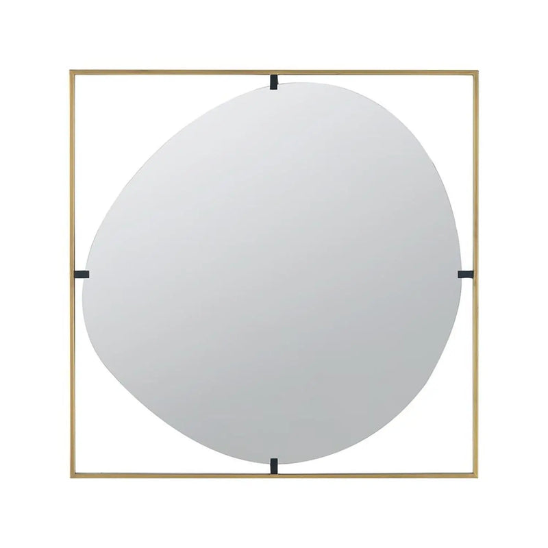 32" Gold Square Iron Framed Accent Mirror Homeroots Bed & Bath