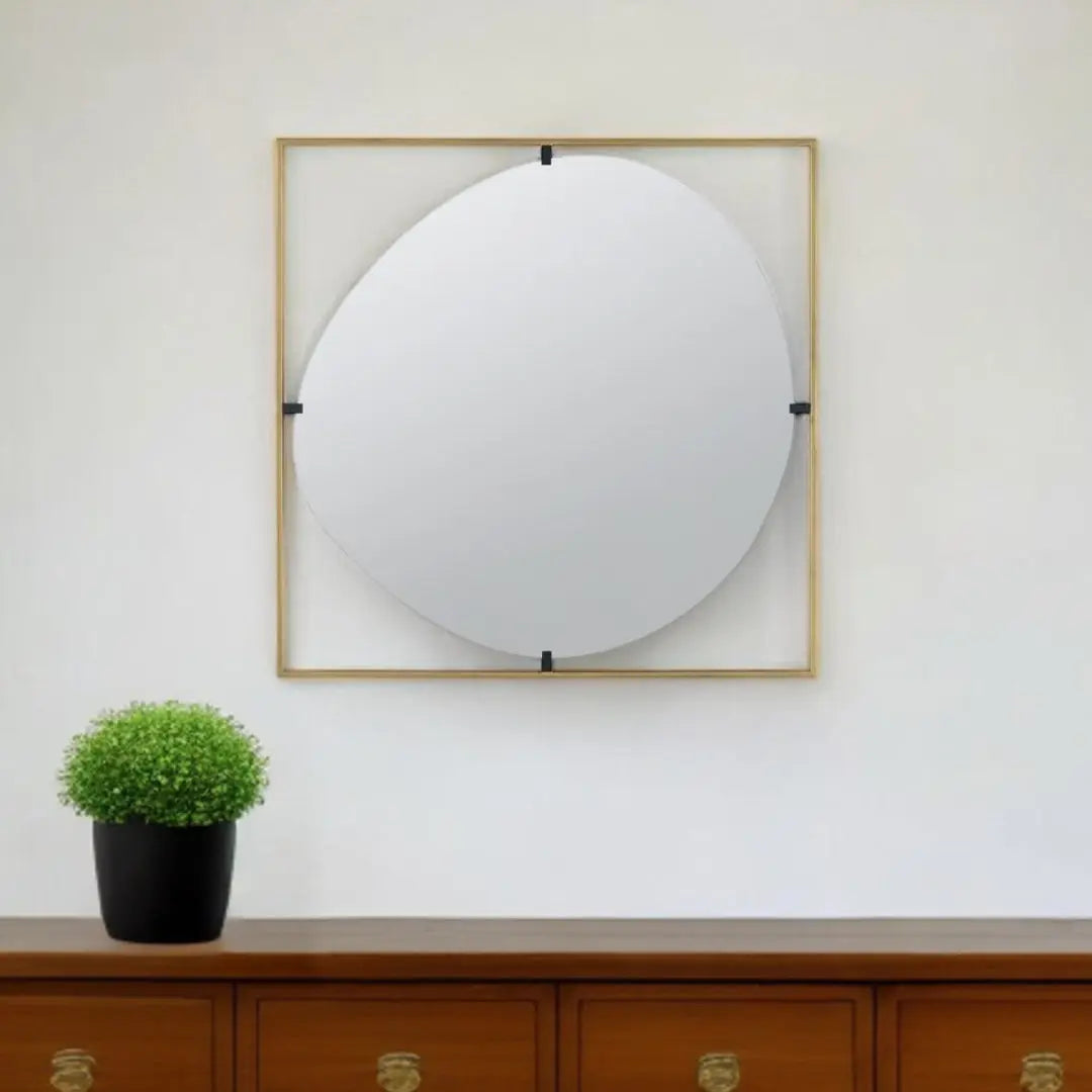 32" Gold Square Iron Framed Accent Mirror Homeroots Bed & Bath