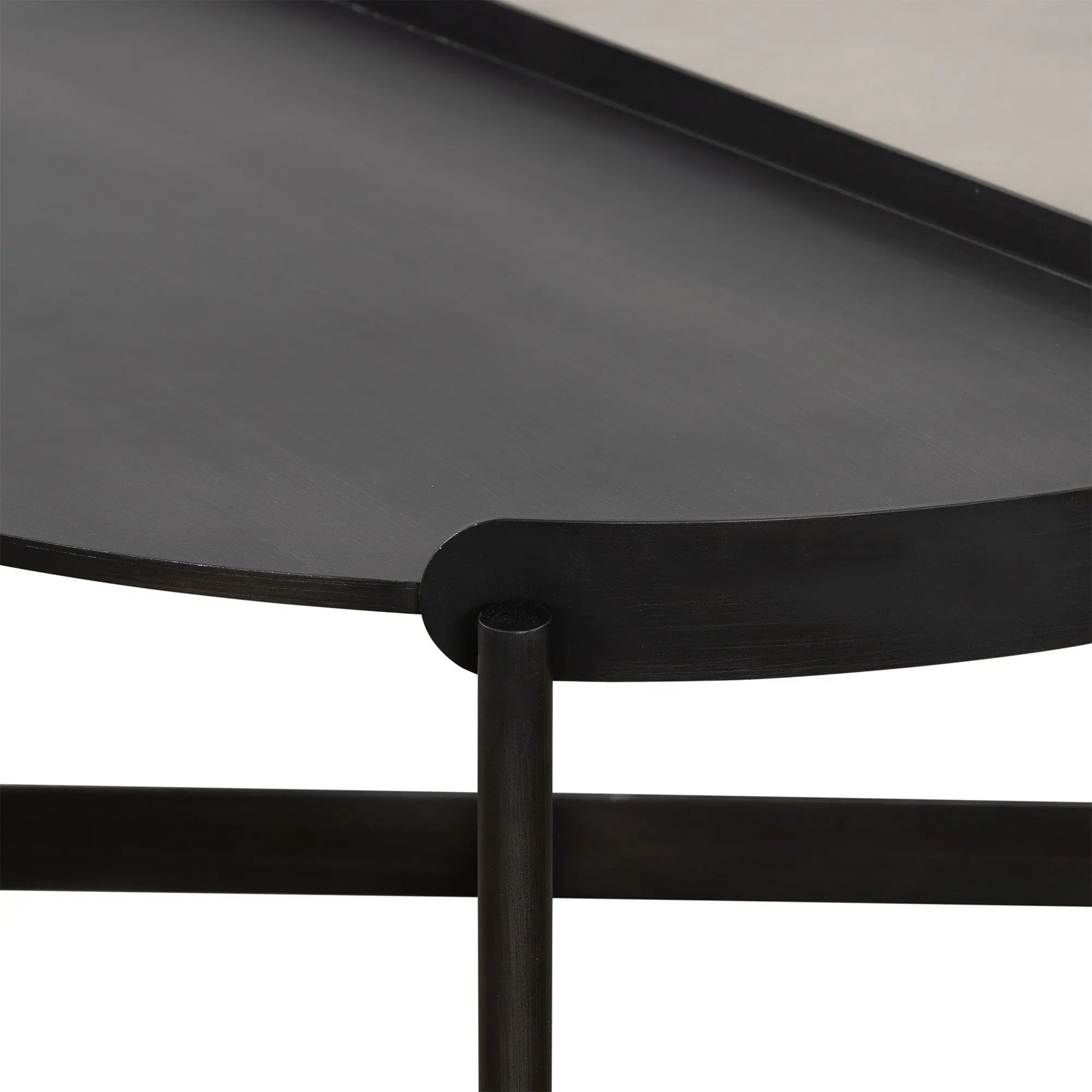 32" Gray And Black Concrete And Metal Round Coffee Table Homeroots Living Room
