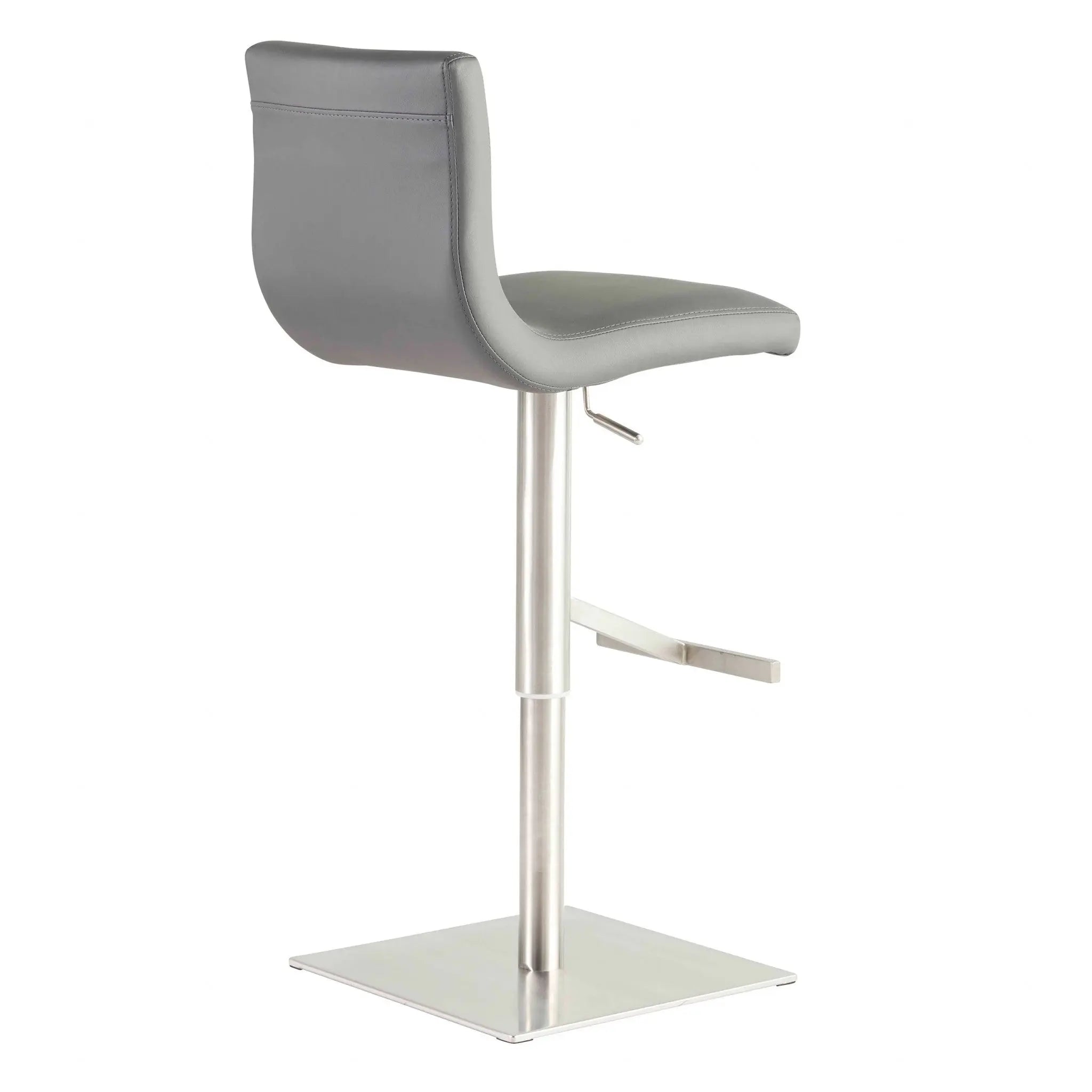 32" Gray And Silver Steel Swivel Low Back Bar Height Bar Chair Homeroots Living Room