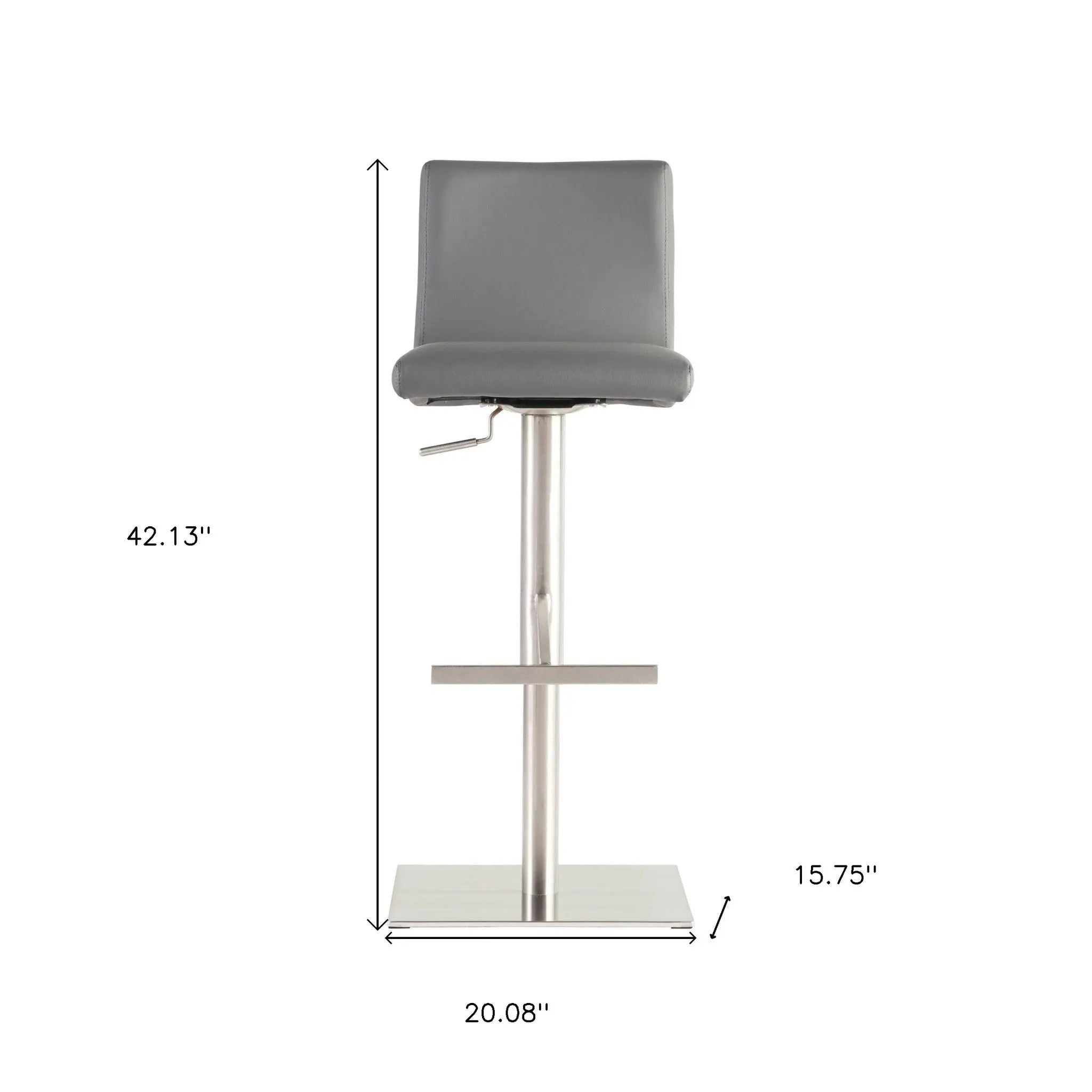 32" Gray And Silver Steel Swivel Low Back Bar Height Bar Chair Homeroots Living Room