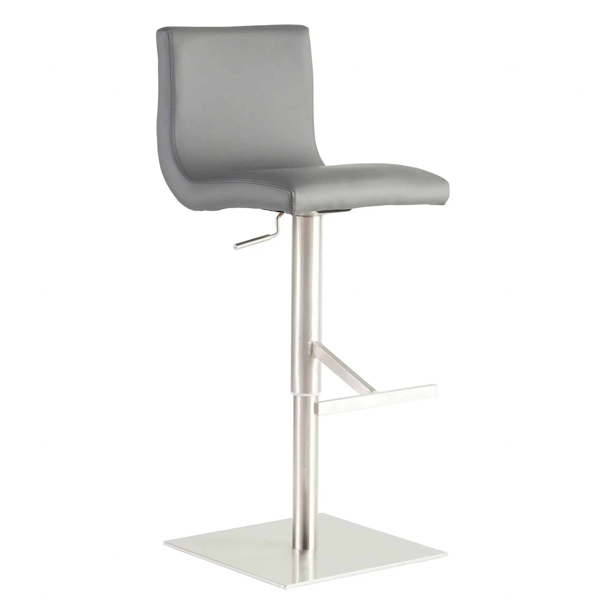 32" Gray And Silver Steel Swivel Low Back Bar Height Bar Chair Homeroots Living Room