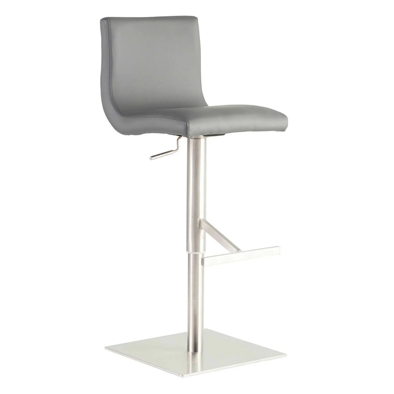 32" Gray And Silver Steel Swivel Low Back Bar Height Bar Chair Homeroots Living Room