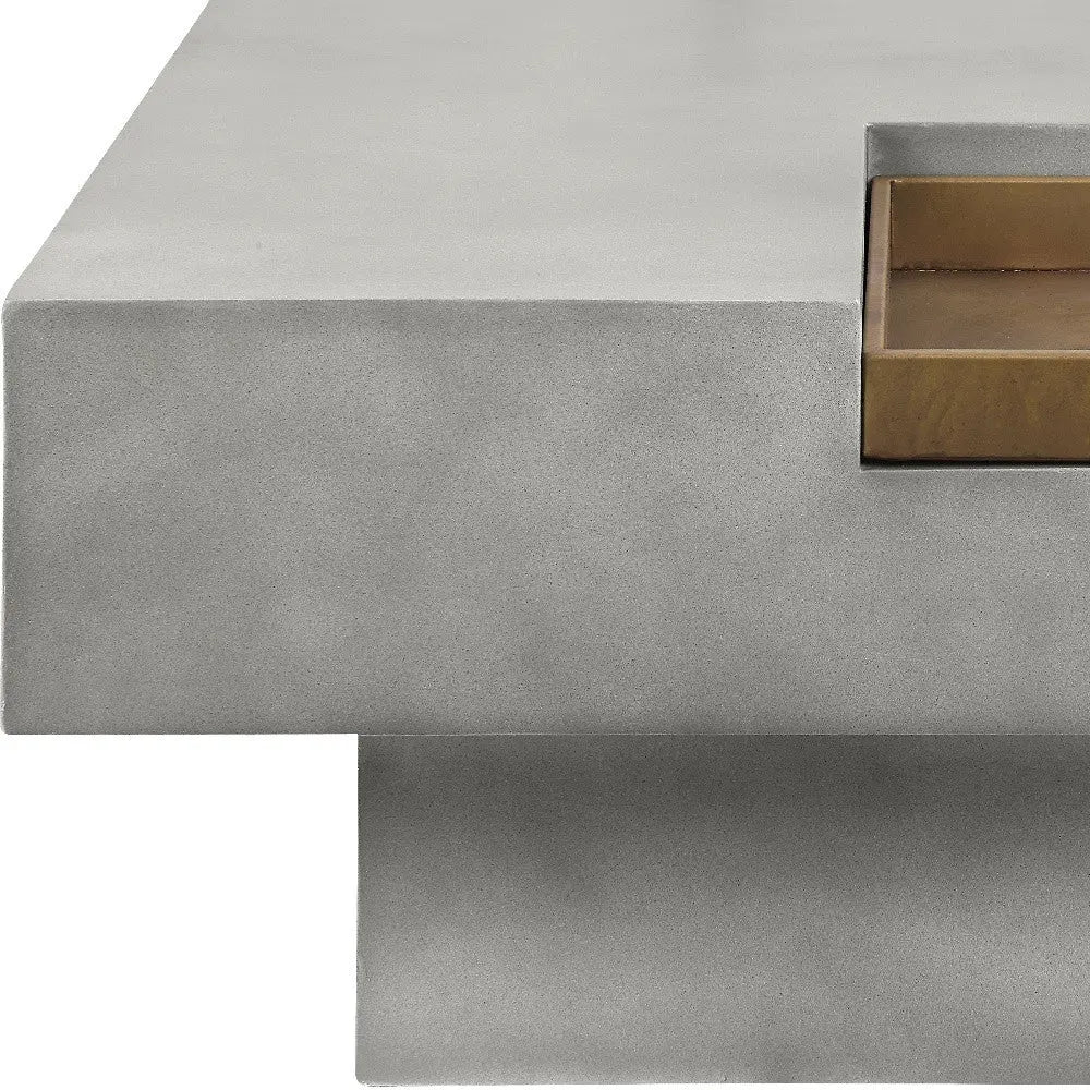 32" Gray Cement Square Distressed Pedestal Coffee Table Homeroots Living Room