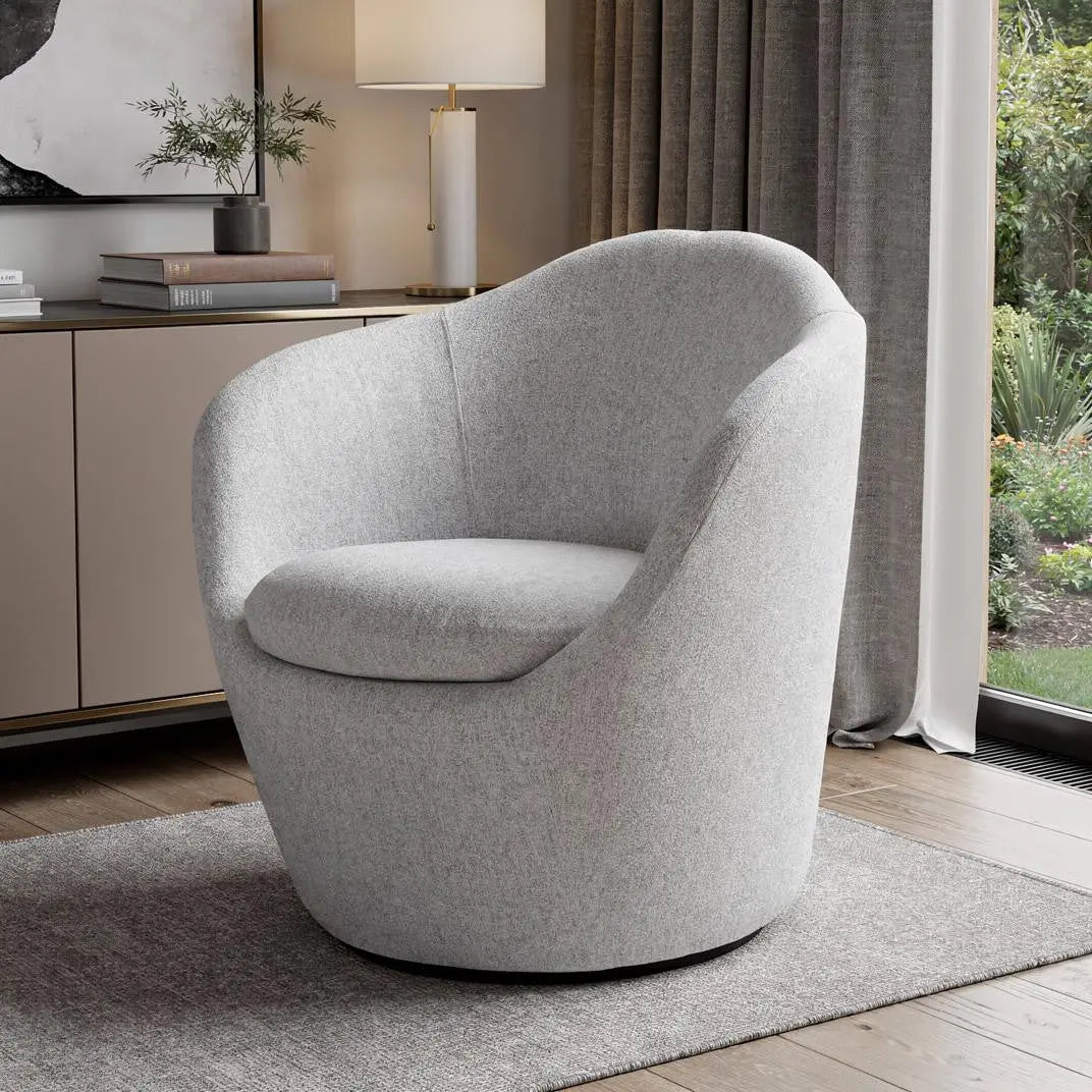 32" Gray Cotton Blend and Metal Lounge Chair Homeroots Living Room